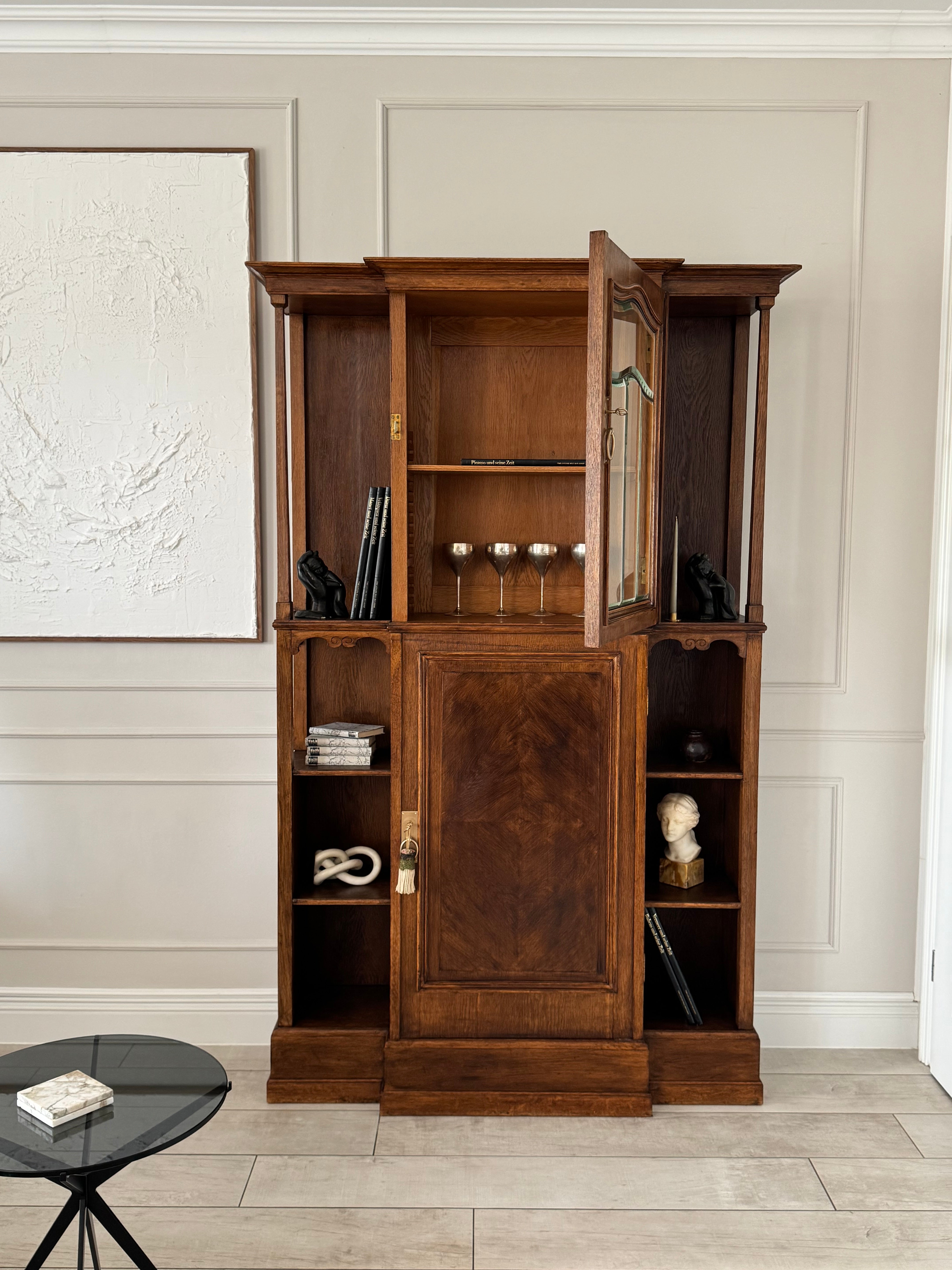 ELEGANT ANTIQUE DISPLAY CABINET ART NOUVEAU