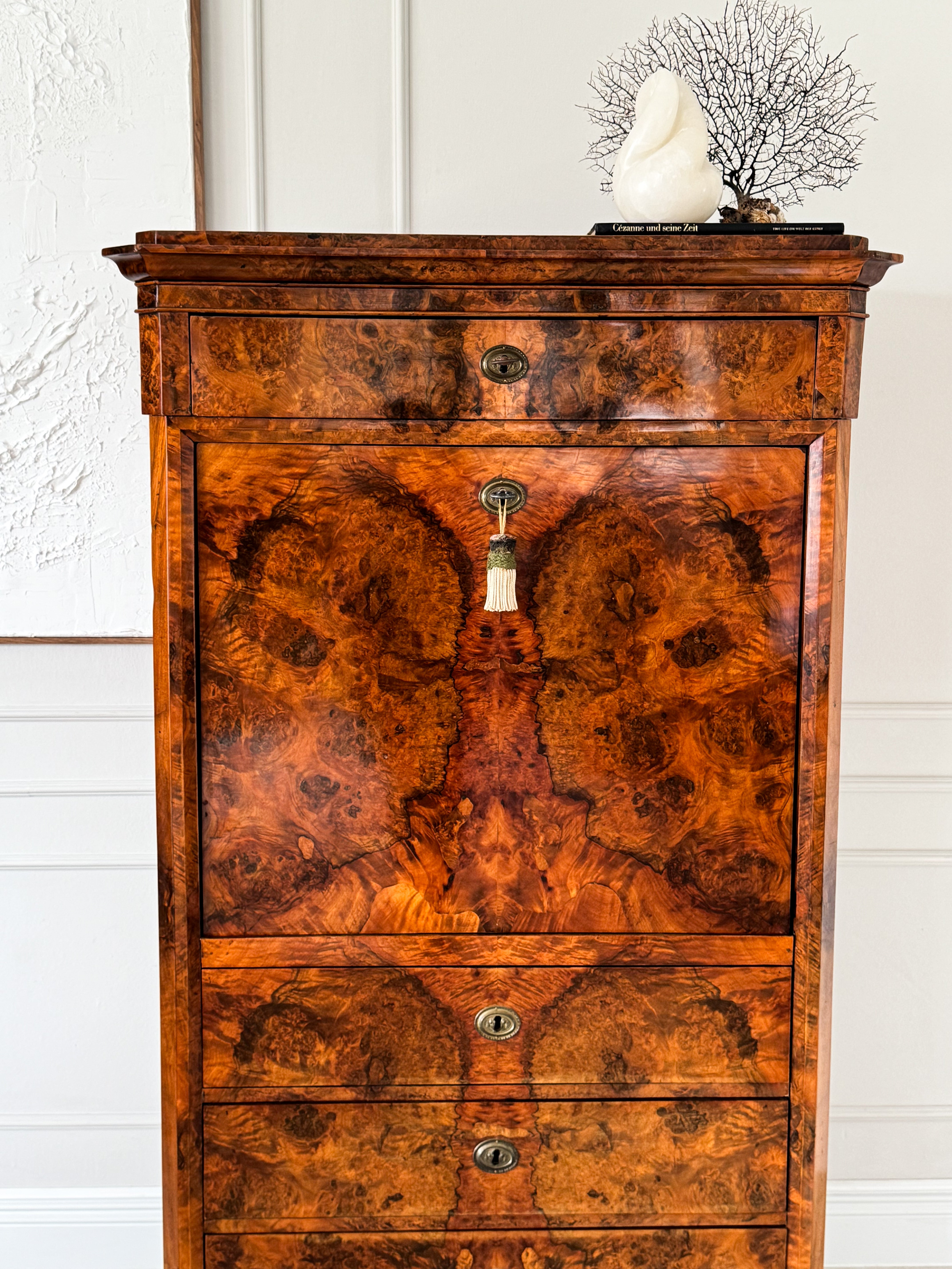 UNIQUE ANTIQUE BIEDERMEIER SECRETARY BEAUTIFUL GRAIN