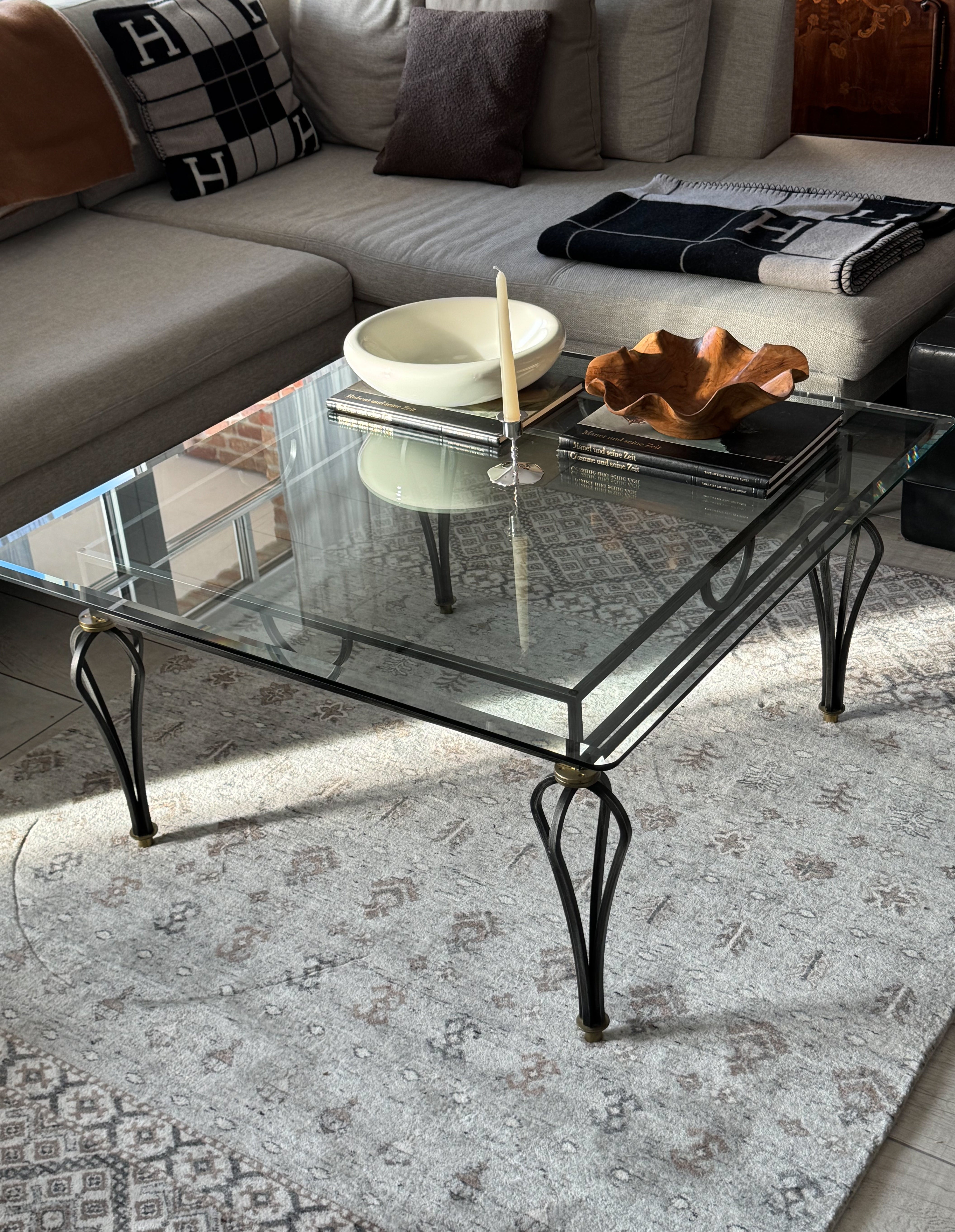 ELEGANTER VINTAGE COUCHTISCH GLASTISCH
