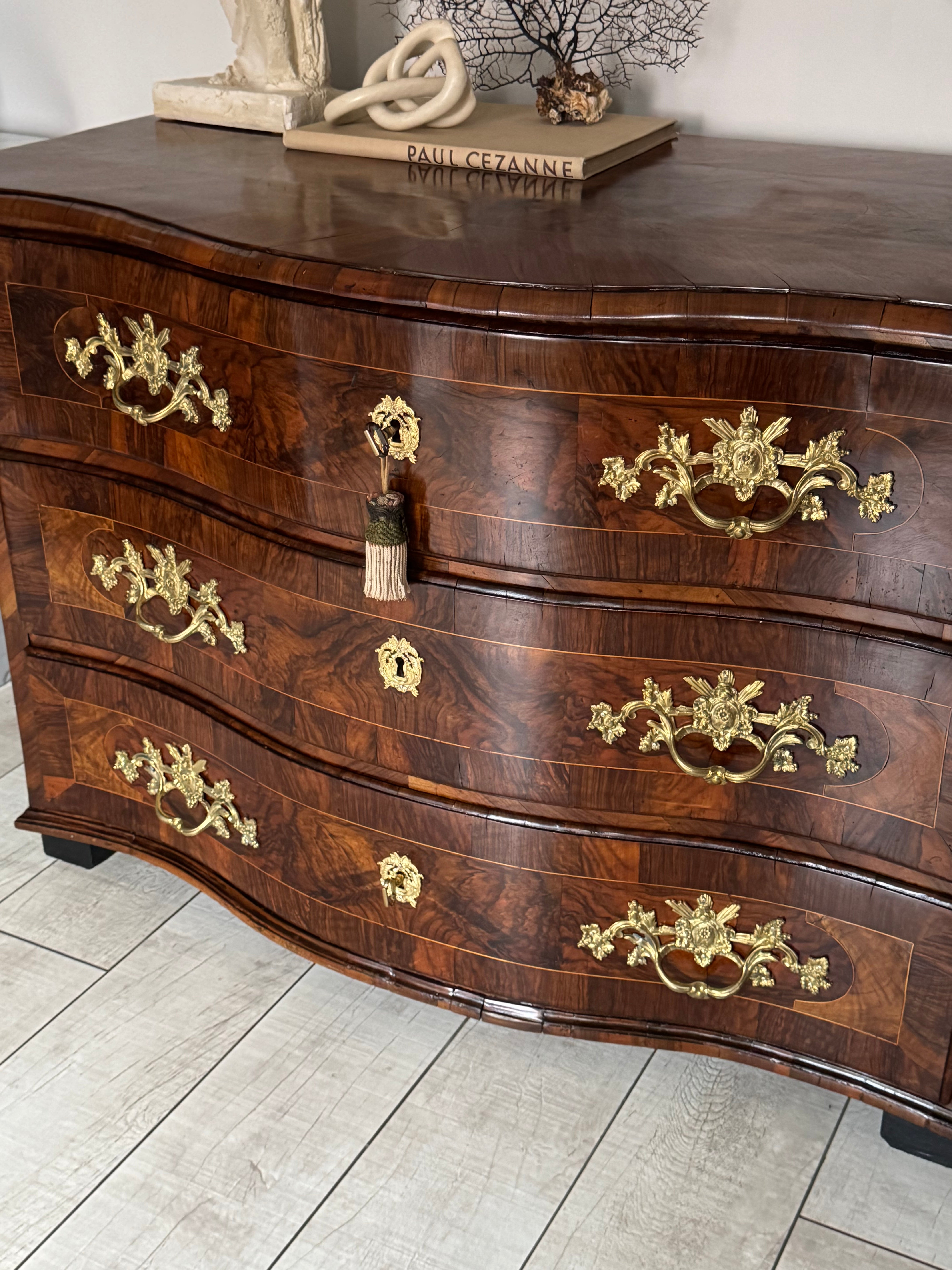 Magnificent antique baroque chest of drawers with inlays