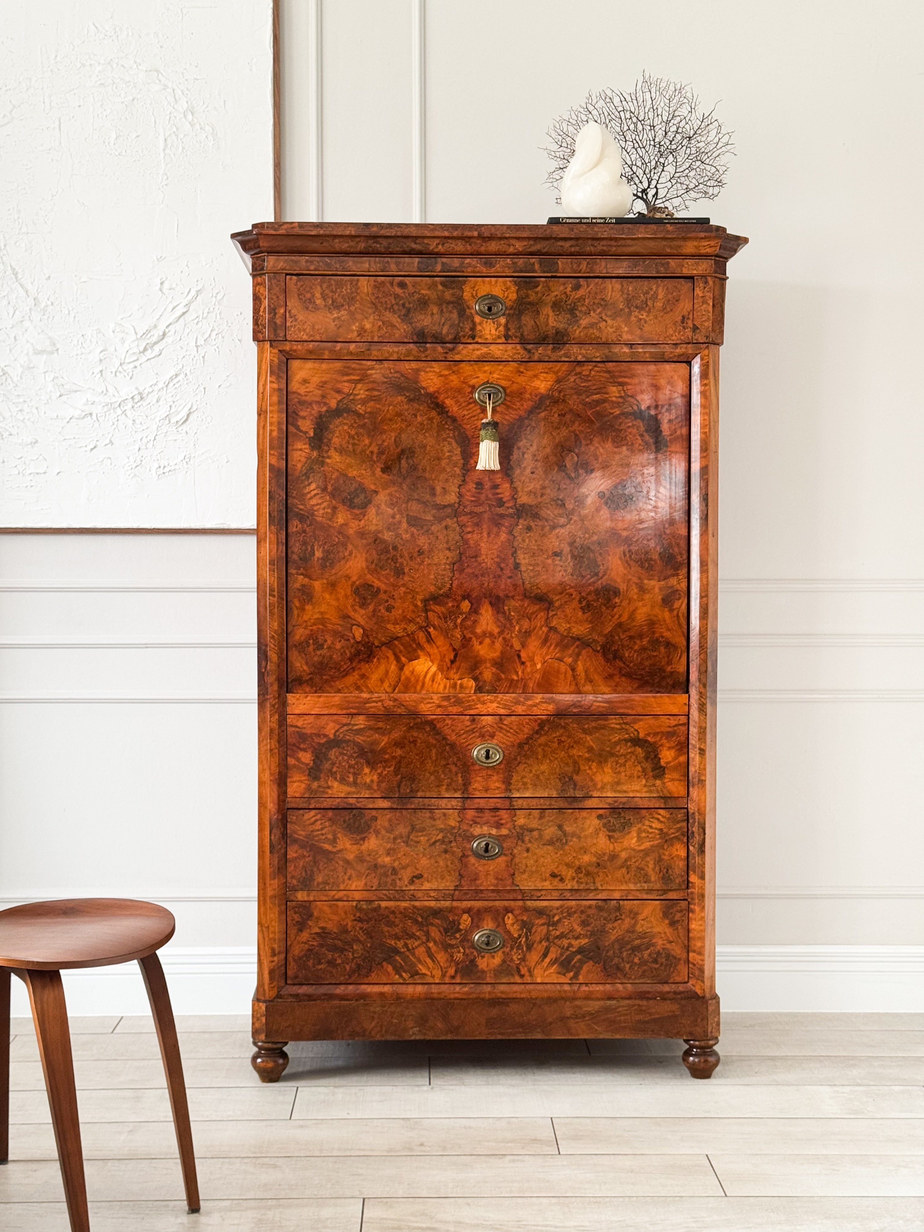 UNIQUE ANTIQUE BIEDERMEIER SECRETARY BEAUTIFUL GRAIN