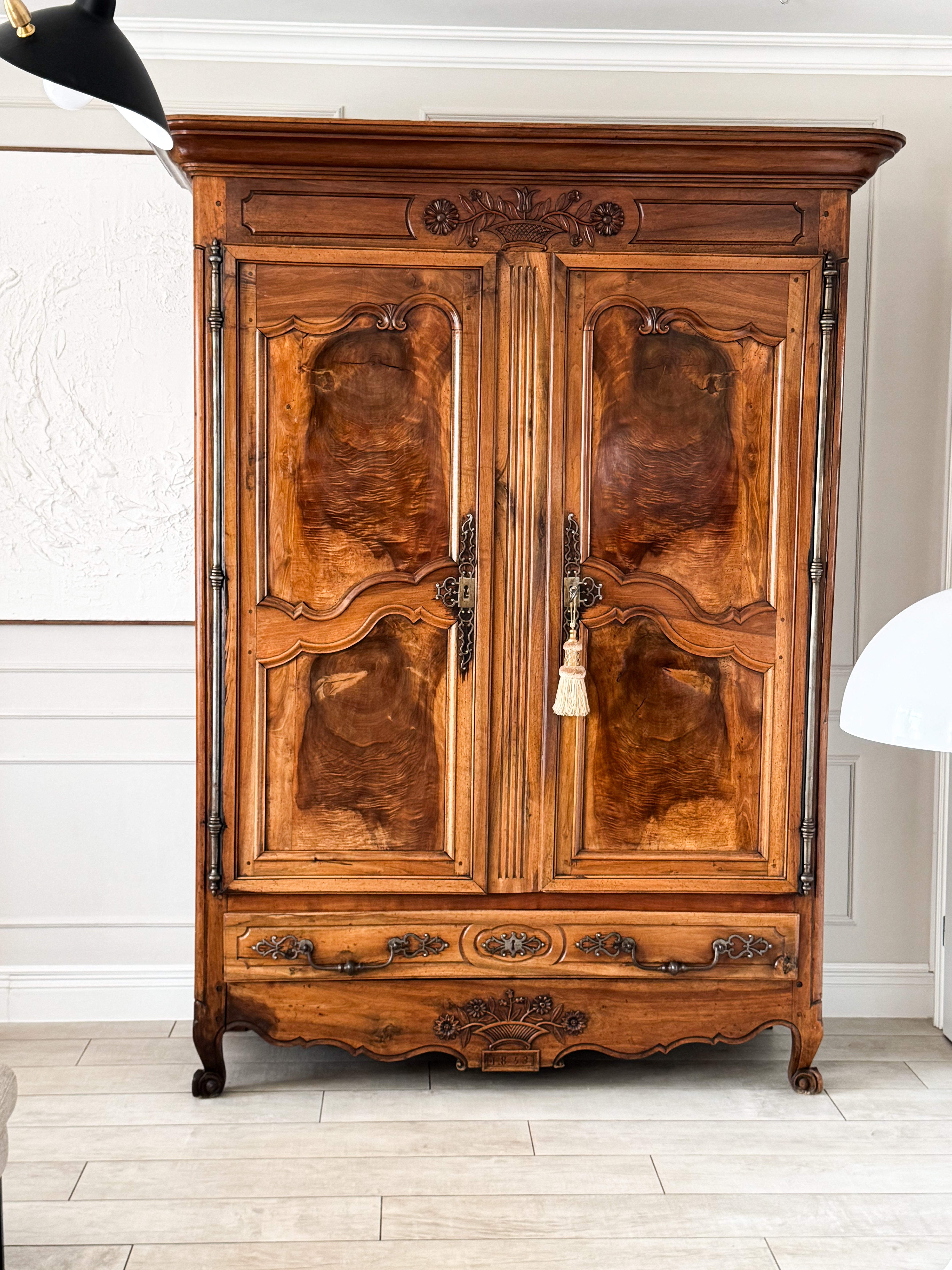 IMPOSING ANTIQUE BIEDERMEIER CABINET 1853 WALNUT