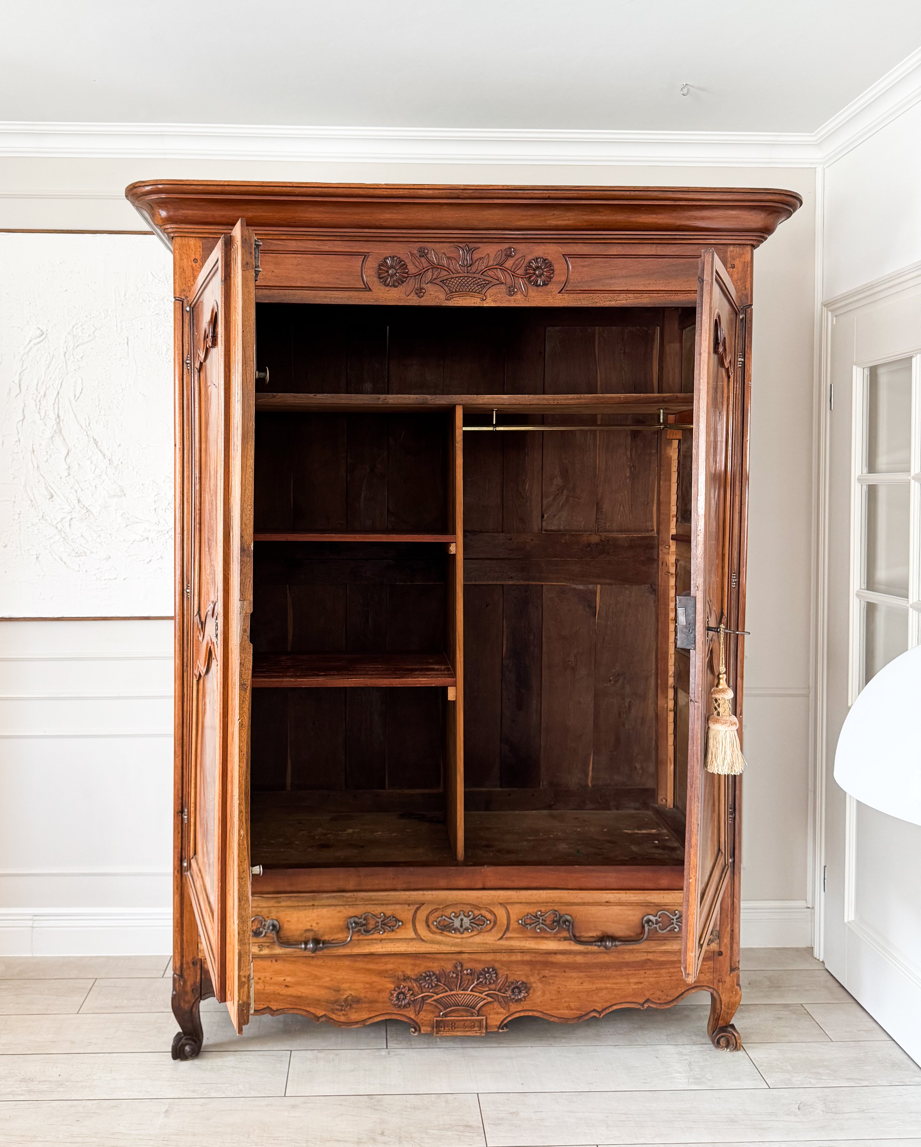 IMPOSING ANTIQUE BIEDERMEIER CABINET 1853 WALNUT