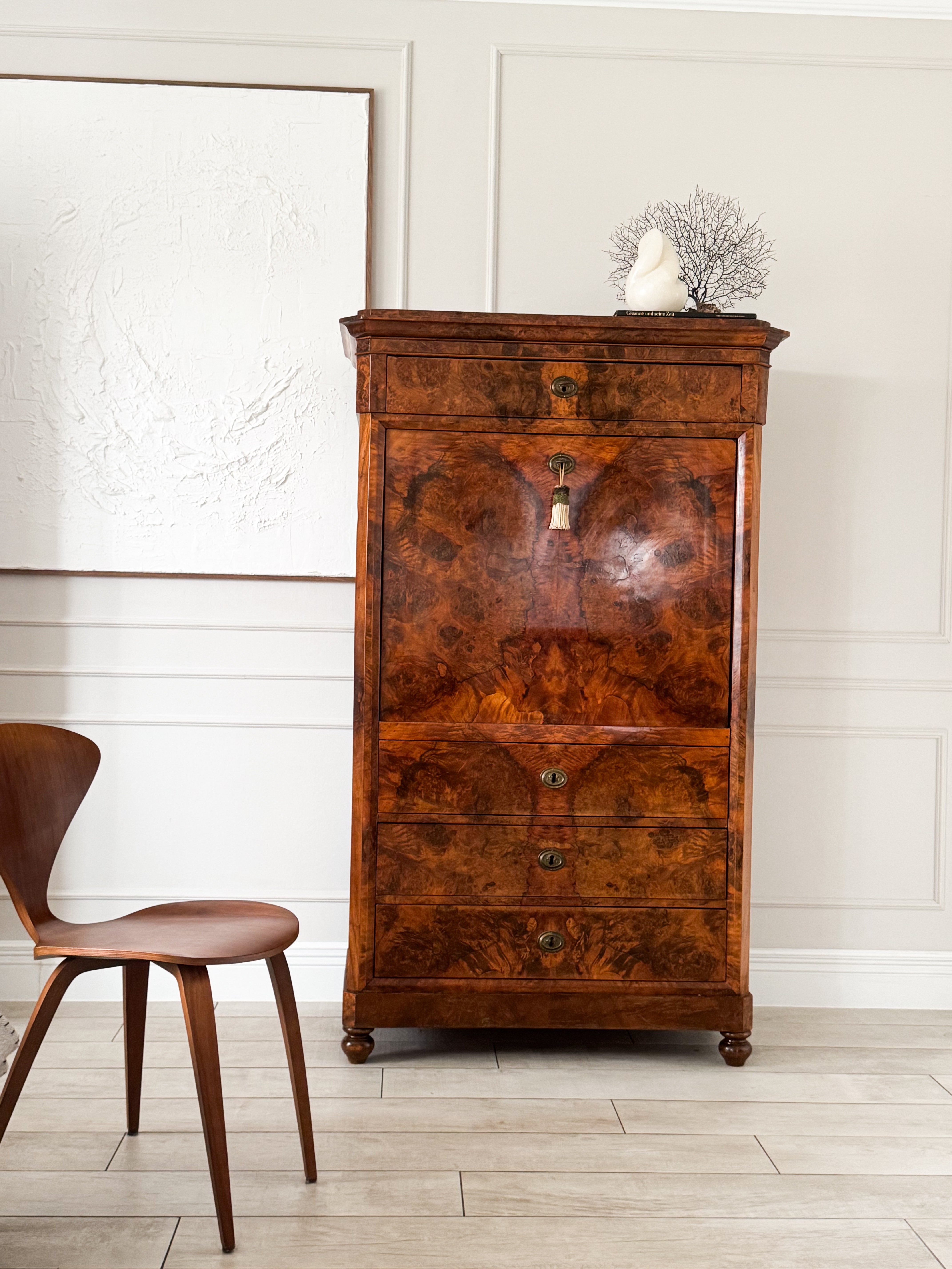 UNIQUE ANTIQUE BIEDERMEIER SECRETARY BEAUTIFUL GRAIN