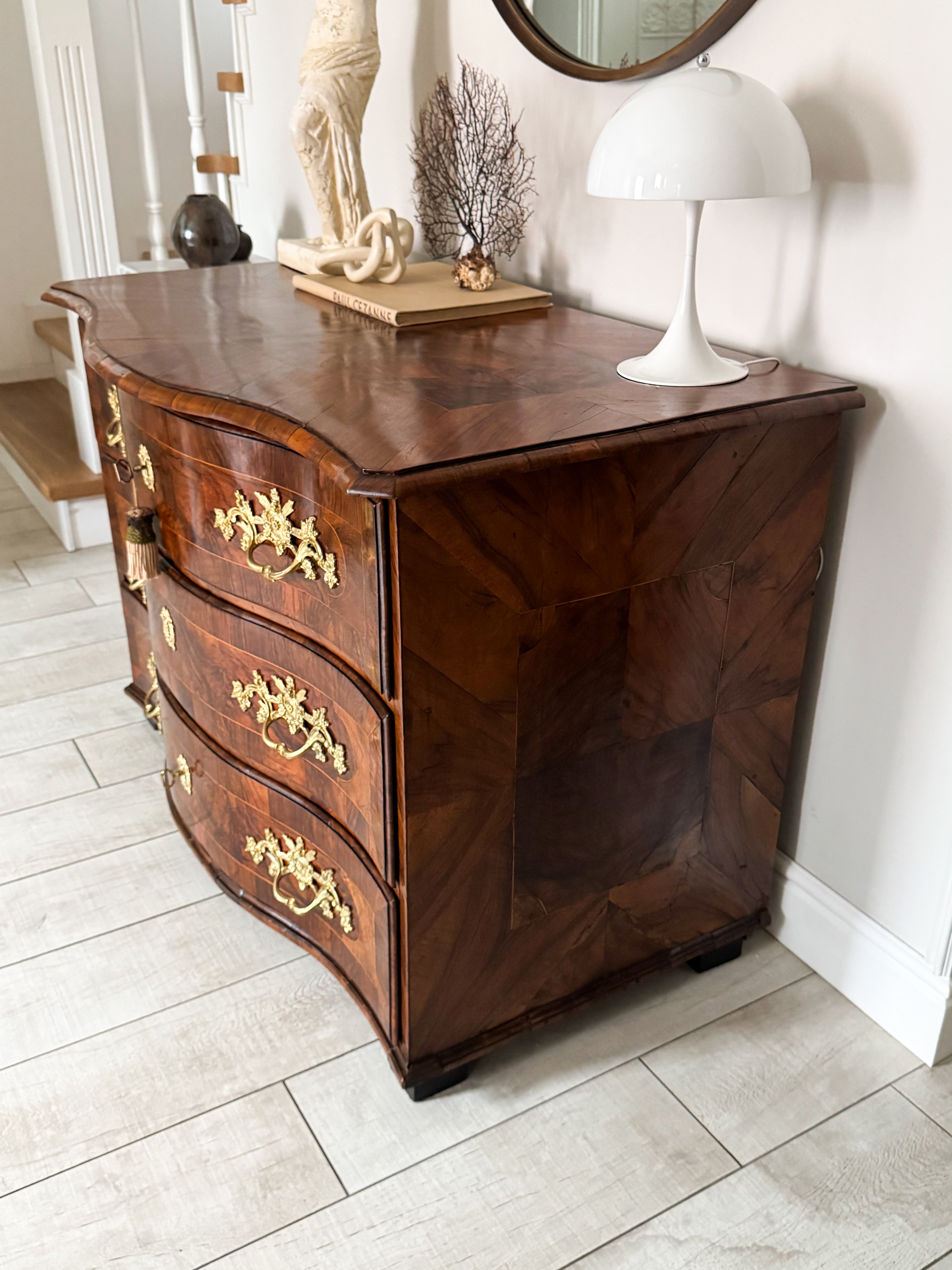 Magnificent antique baroque chest of drawers with inlays