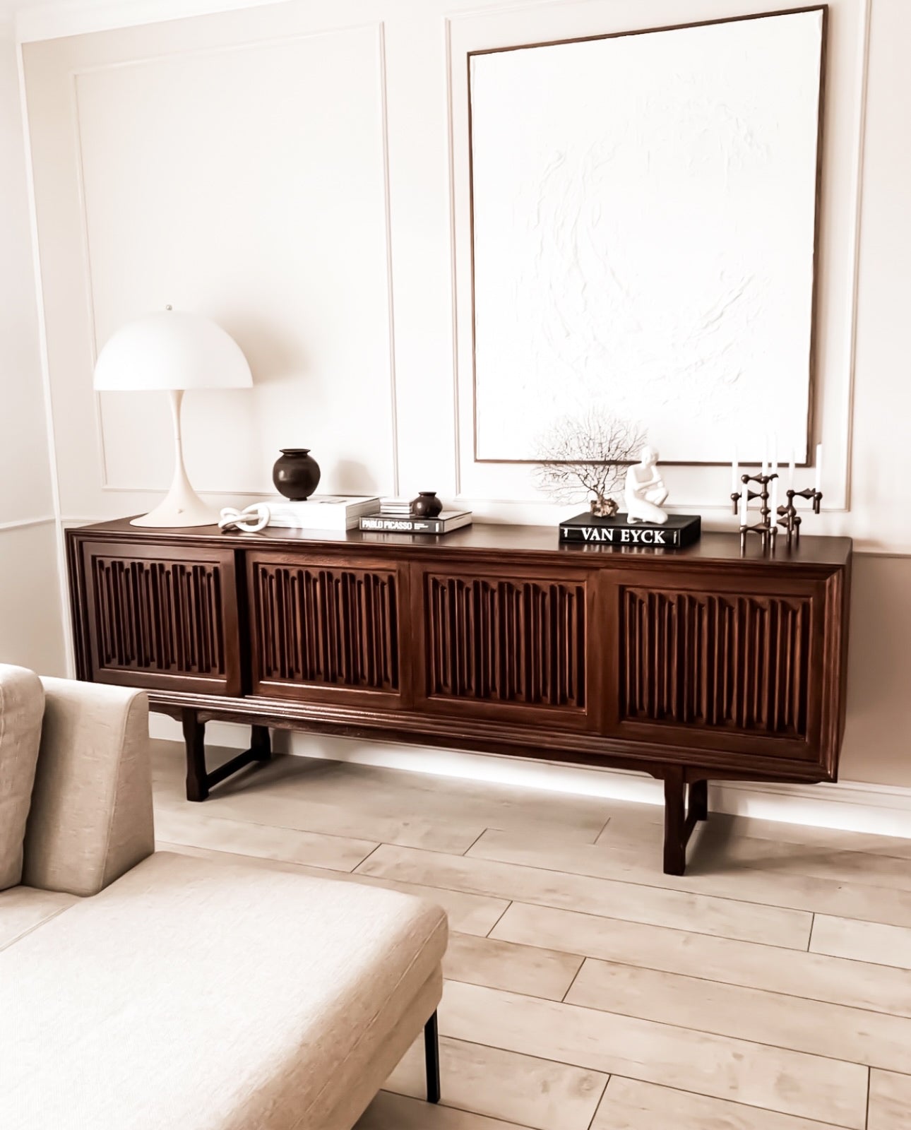 SKULPTURALES MID-CENTURY DESIGNER SIDEBOARD MASSIVE EICHE HENNING KJAENULF