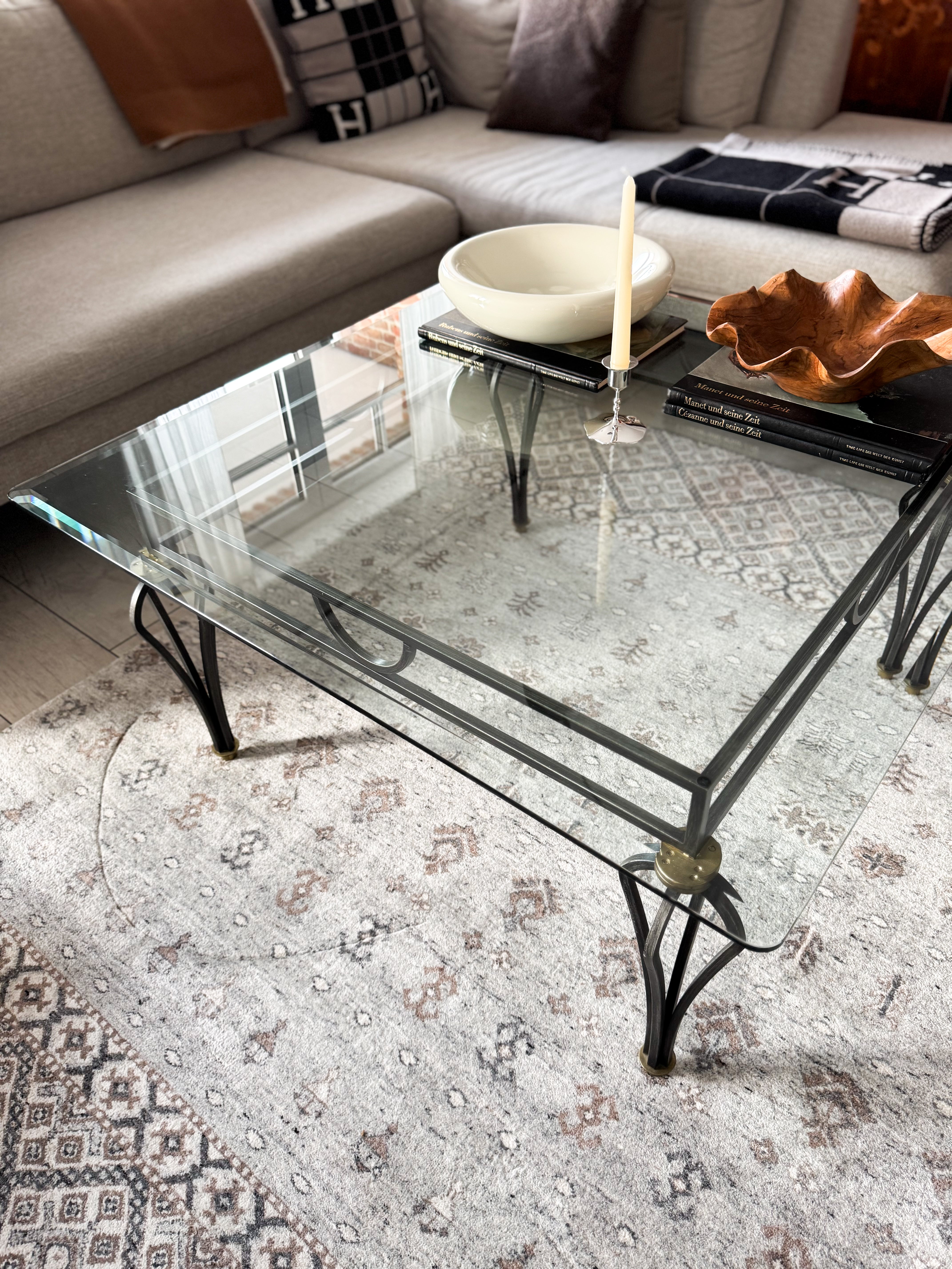 ELEGANTER VINTAGE COUCHTISCH GLASTISCH