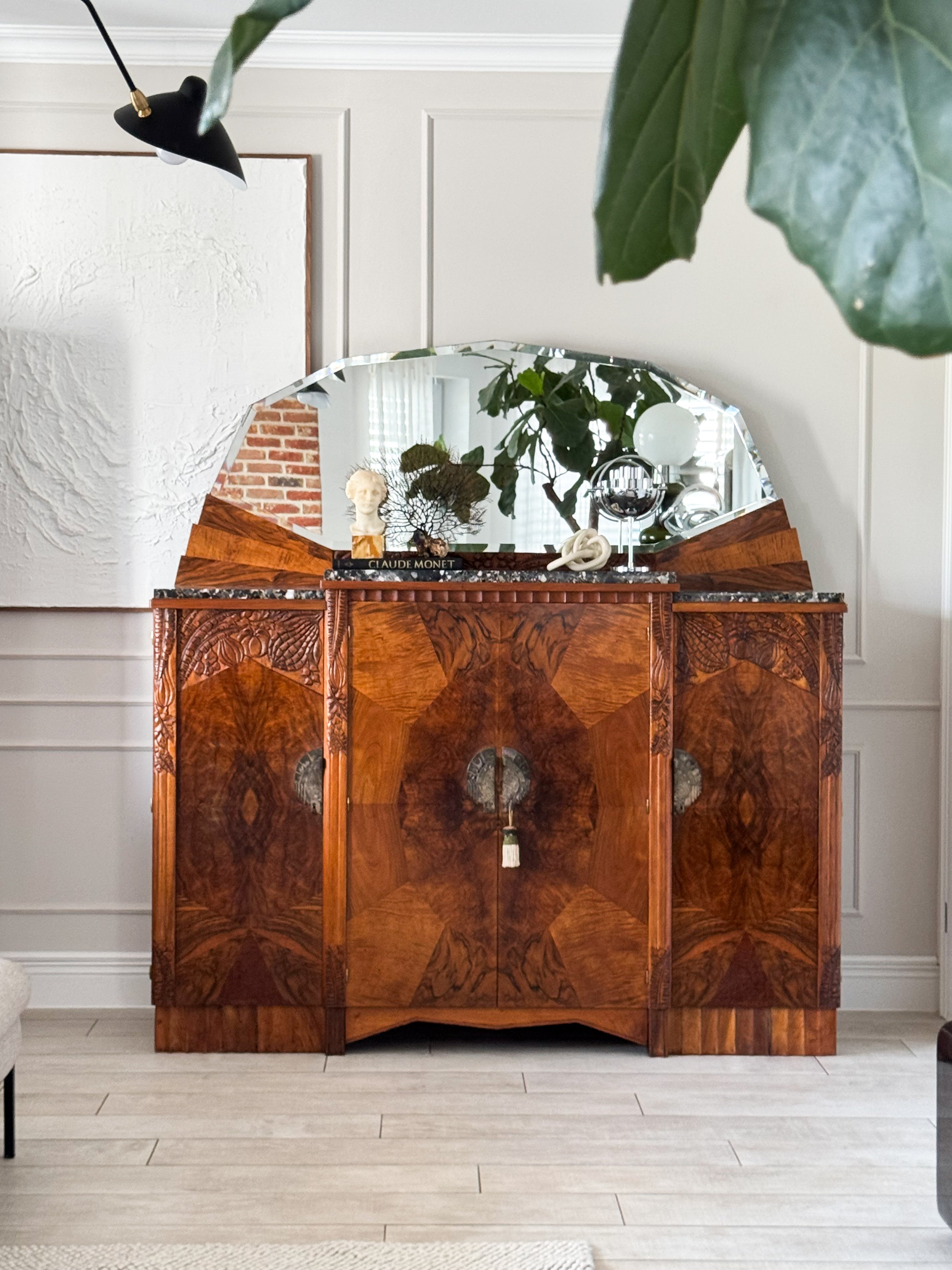 DREAMLIKE ART DECO DRESSING TABLE WITH MARBLE TOP WALNUT