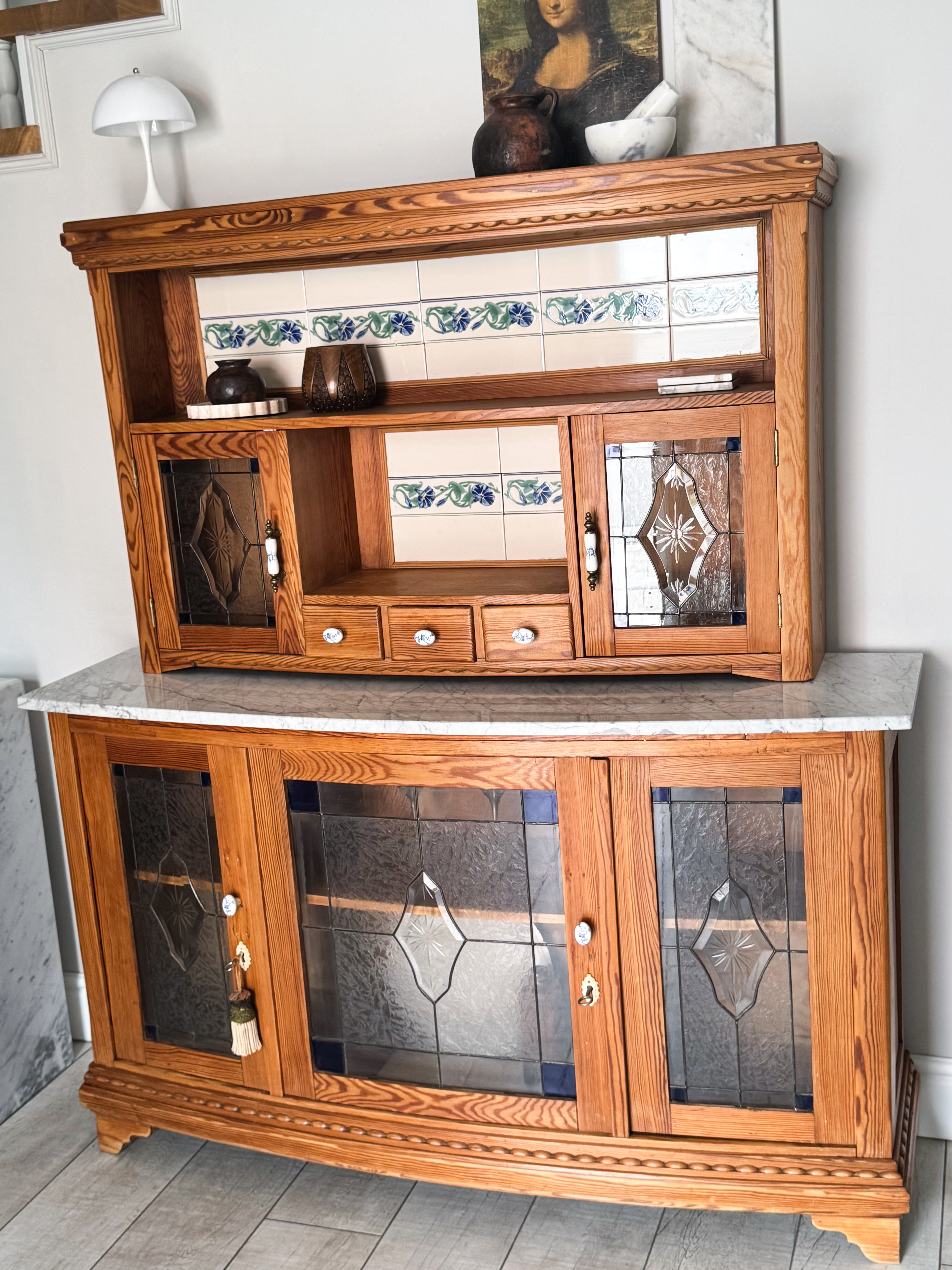 ANTIQUE FRENCH KITCHEN BUFFET CABINET RARITY