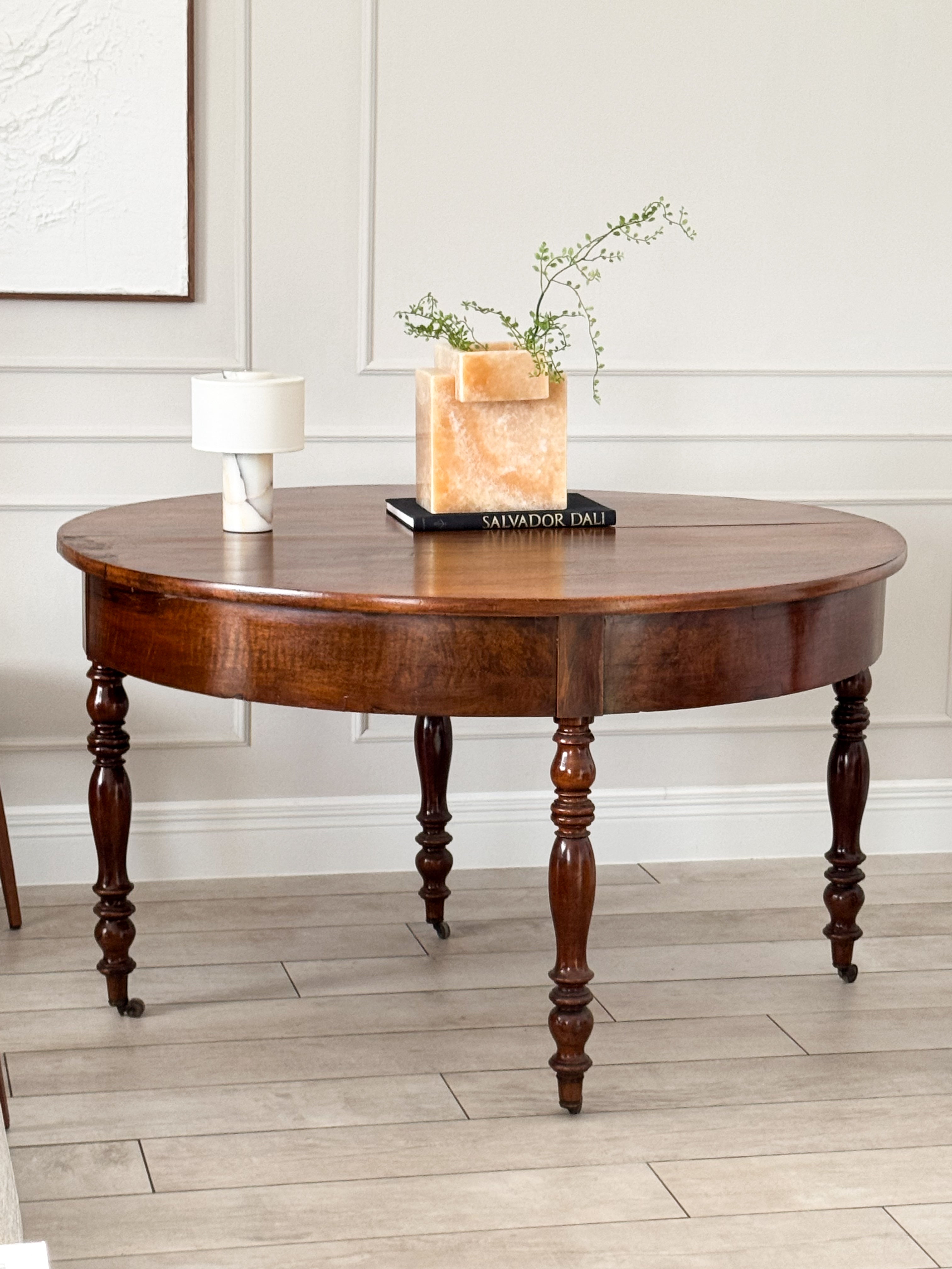 ANTIKER DEMI LUNE TISCH NUSSBAUM BIEDERMEIERZEIT