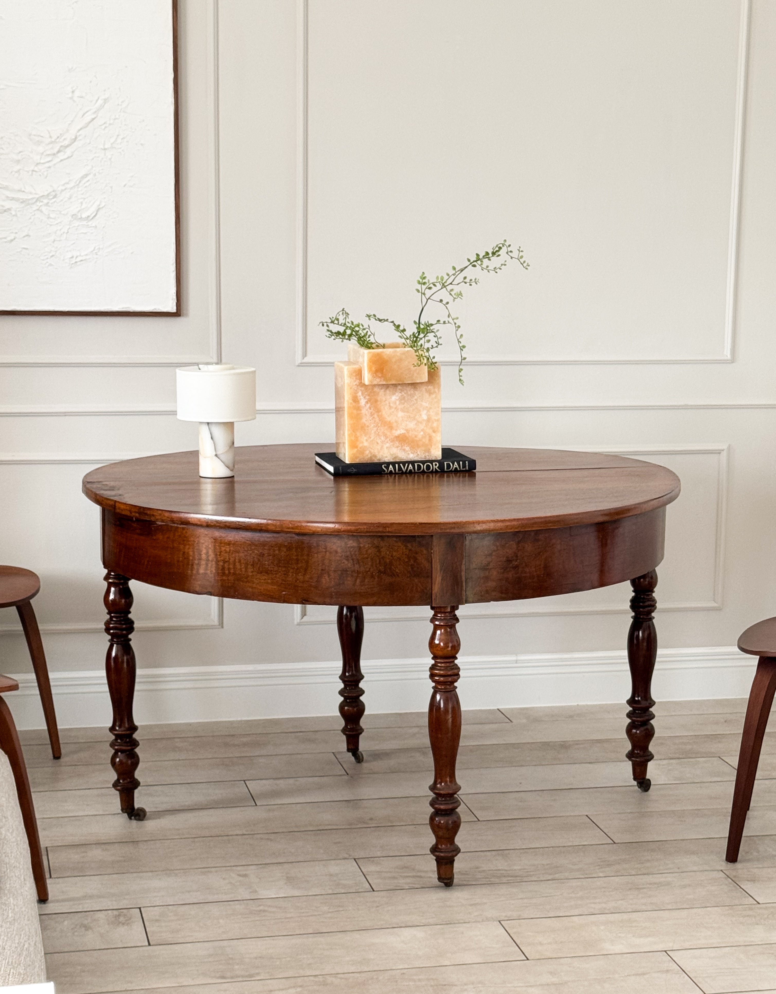 ANTIKER DEMI LUNE TISCH NUSSBAUM BIEDERMEIERZEIT