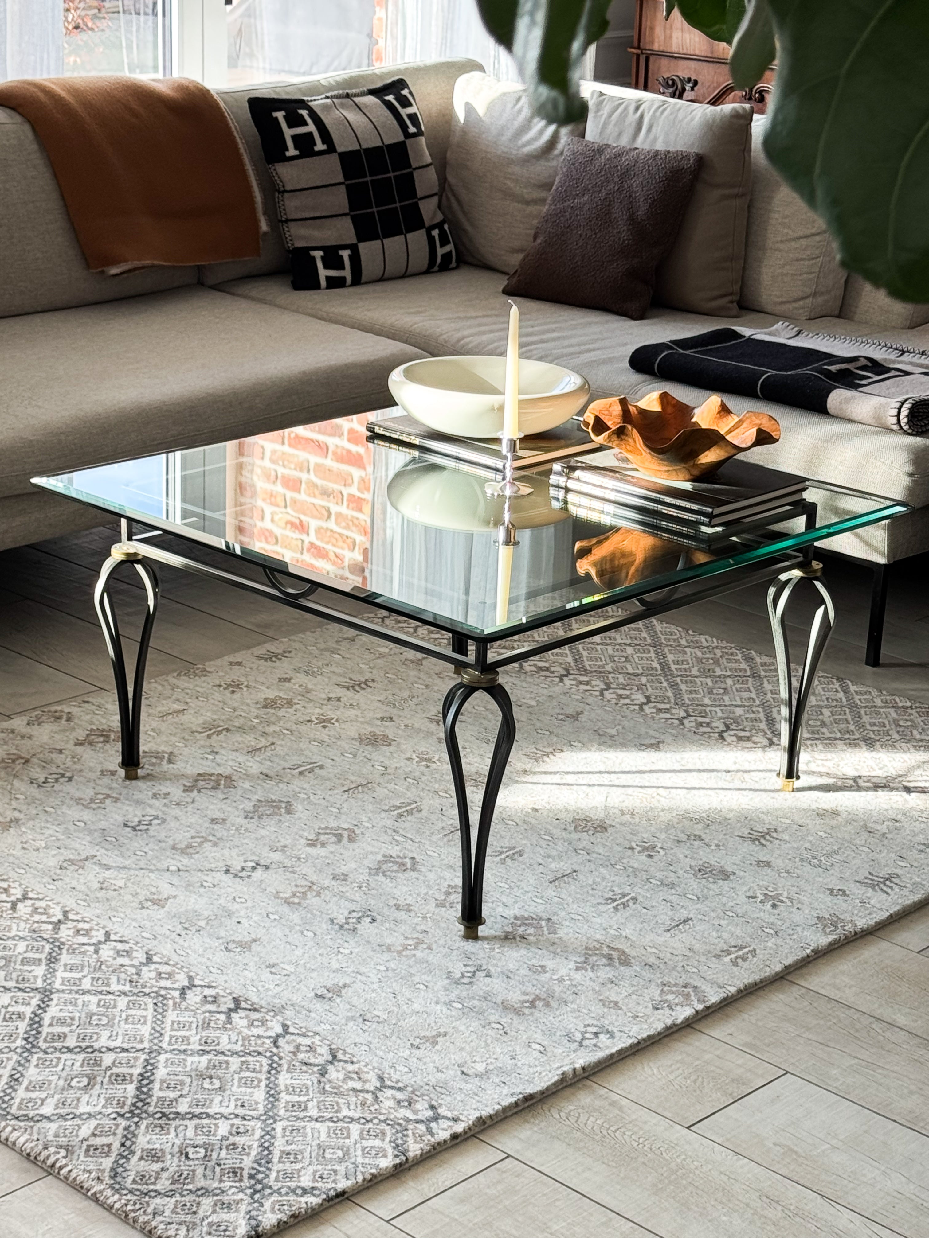 ELEGANTER VINTAGE COUCHTISCH GLASTISCH