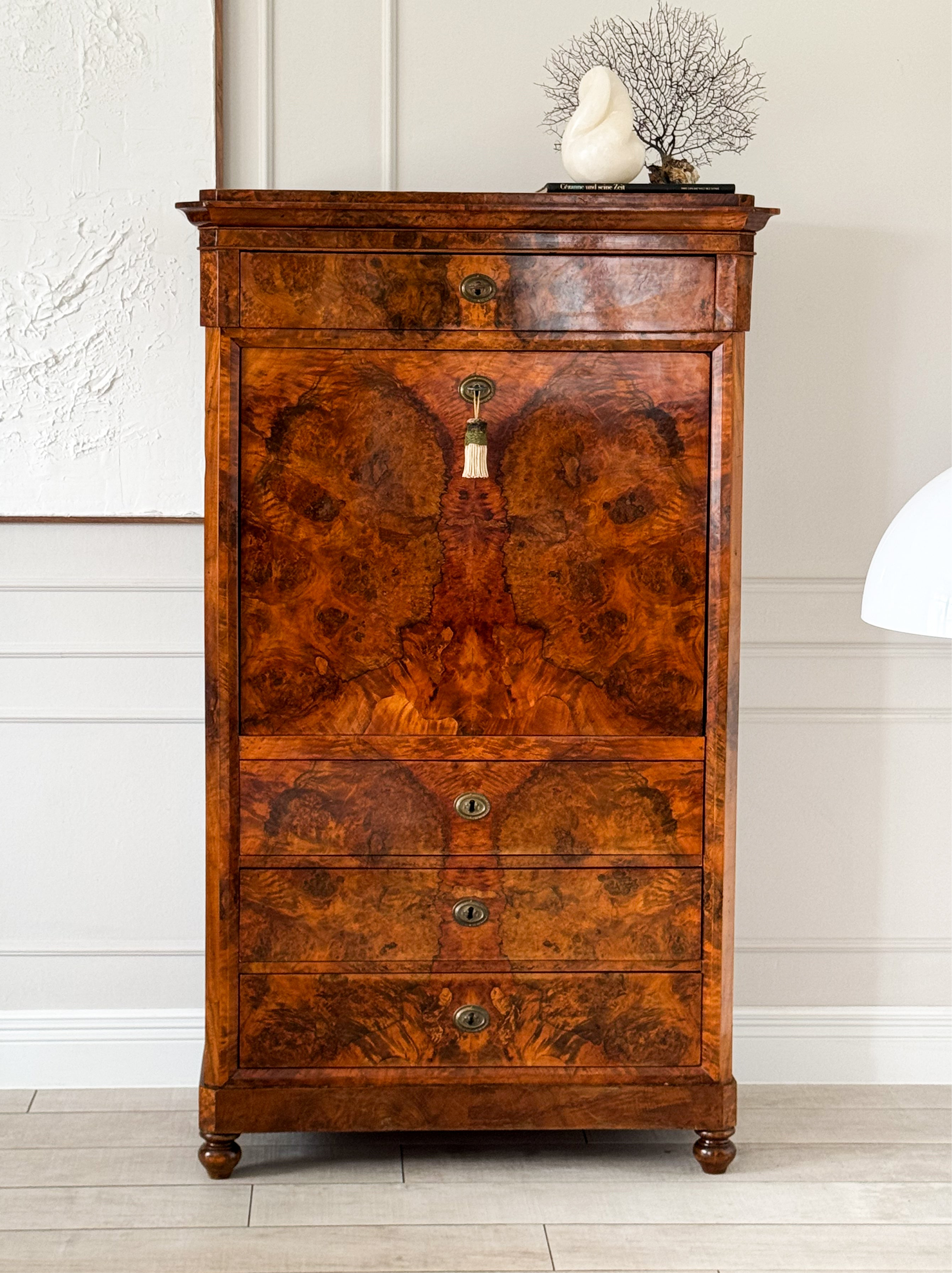 UNIQUE ANTIQUE BIEDERMEIER SECRETARY BEAUTIFUL GRAIN