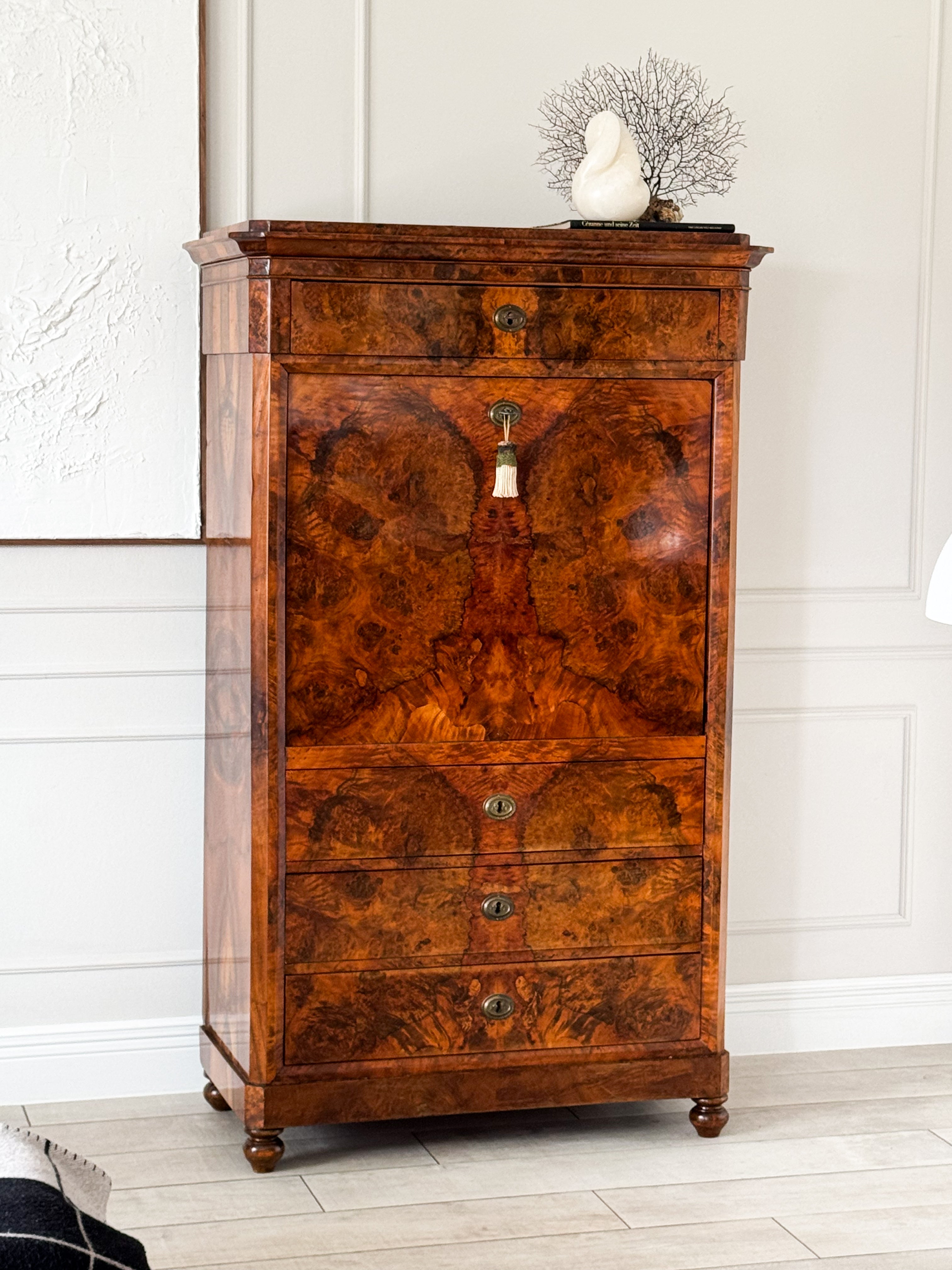 UNIQUE ANTIQUE BIEDERMEIER SECRETARY BEAUTIFUL GRAIN