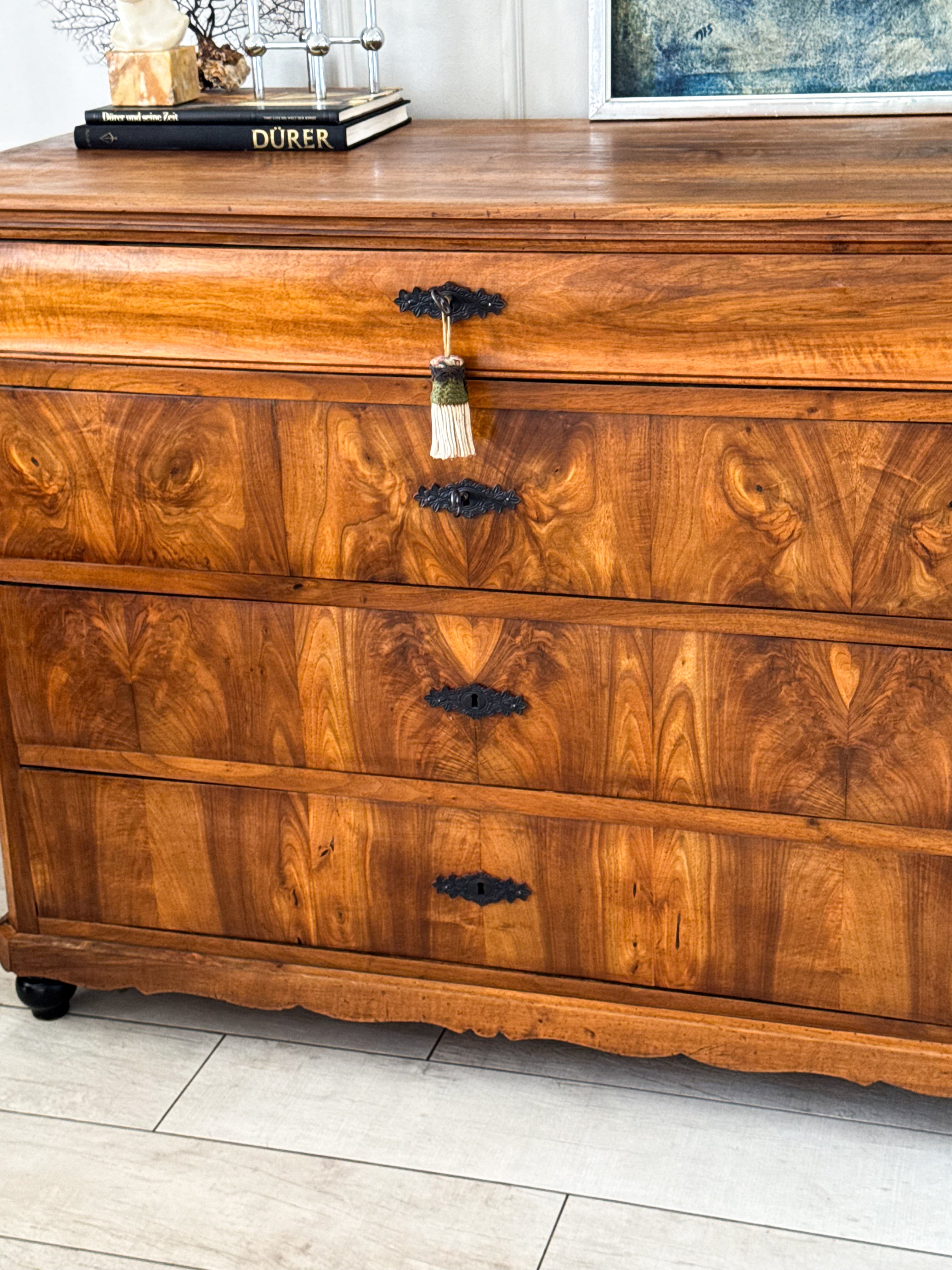 ANTIQUE FRENCH CHEST OF DRAWERS WALNUT BIEDERMEIER PERIOD