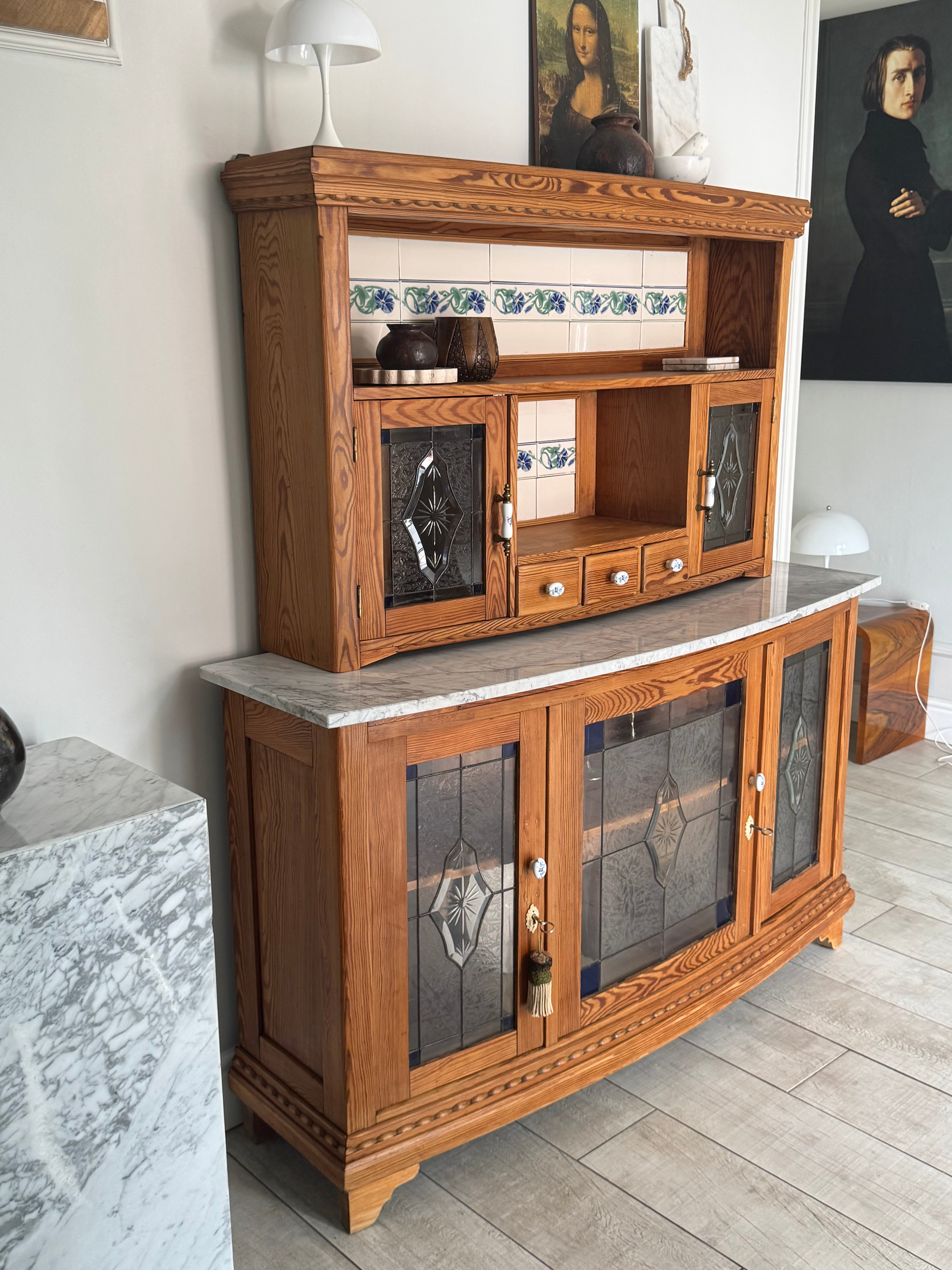 ANTIQUE FRENCH KITCHEN BUFFET CABINET RARITY