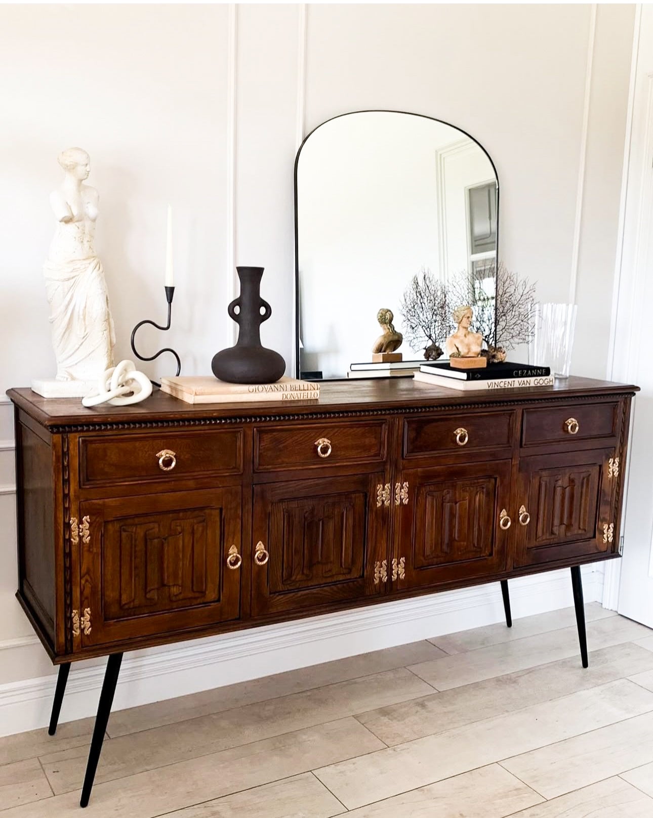 EINZIGARTIGES VINTAGE MODERNES SIDEBOARD MASSIVE EICHE