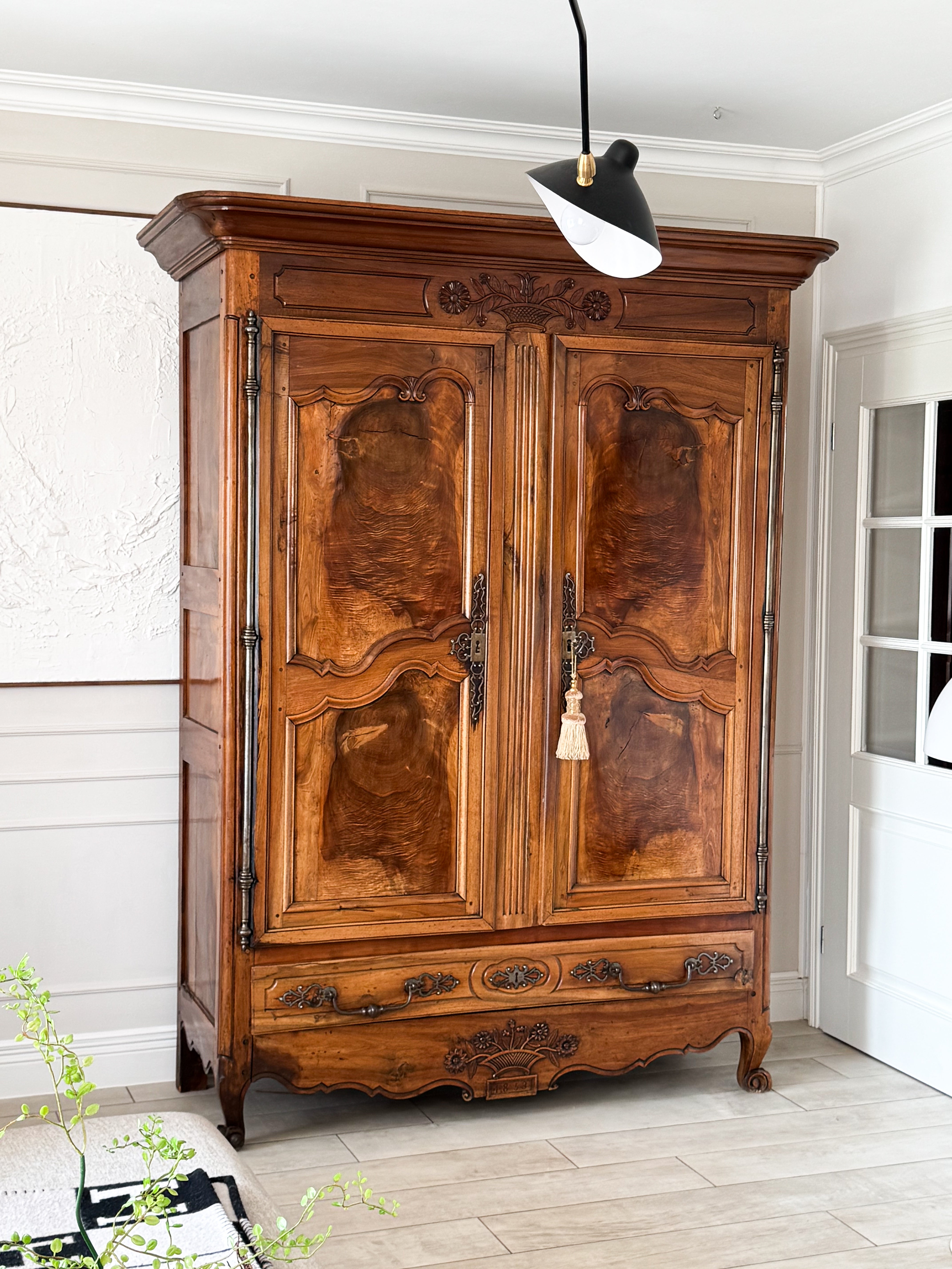 IMPOSING ANTIQUE BIEDERMEIER CABINET 1853 WALNUT
