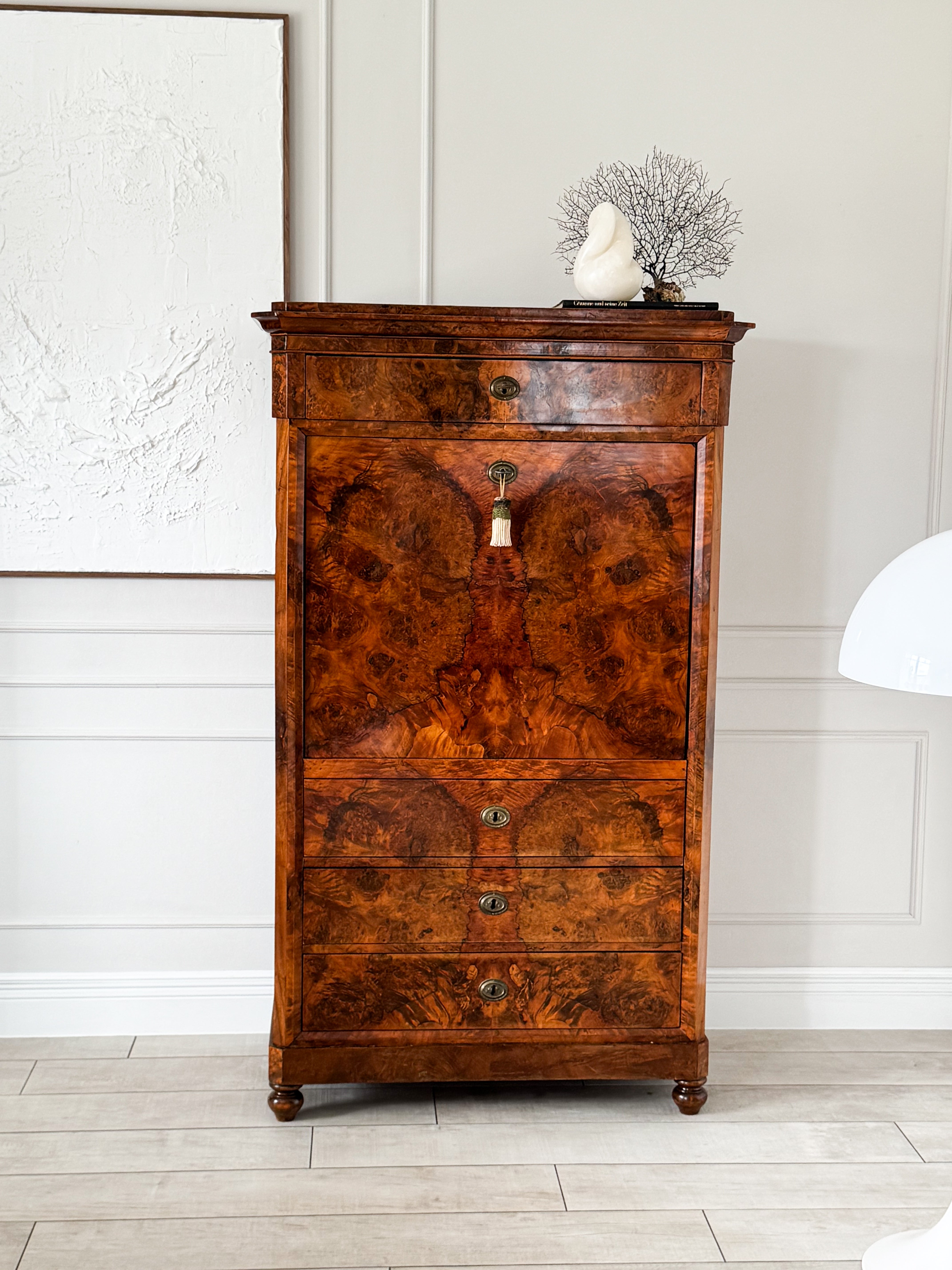 UNIQUE ANTIQUE BIEDERMEIER SECRETARY BEAUTIFUL GRAIN
