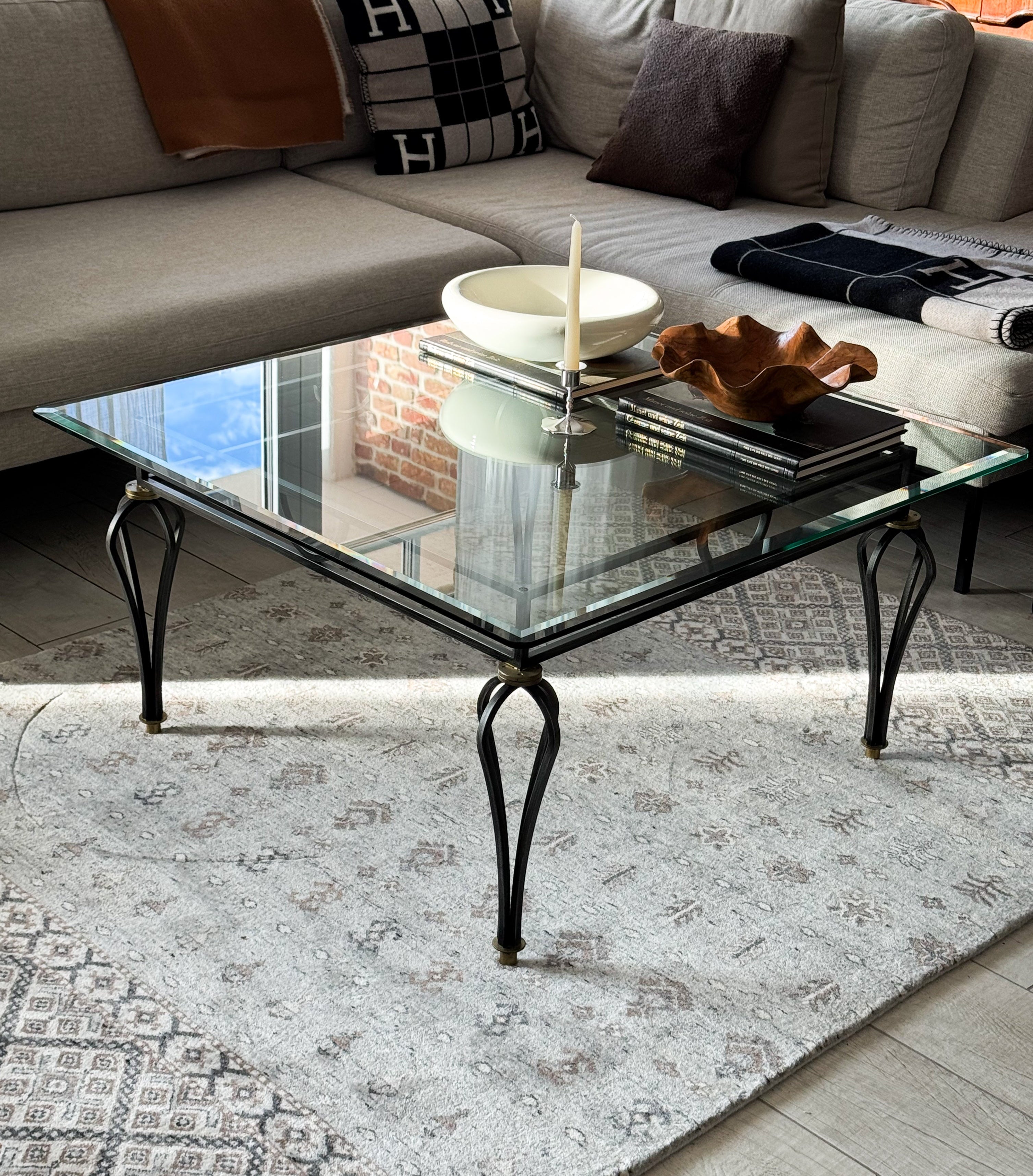 ELEGANTER VINTAGE COUCHTISCH GLASTISCH