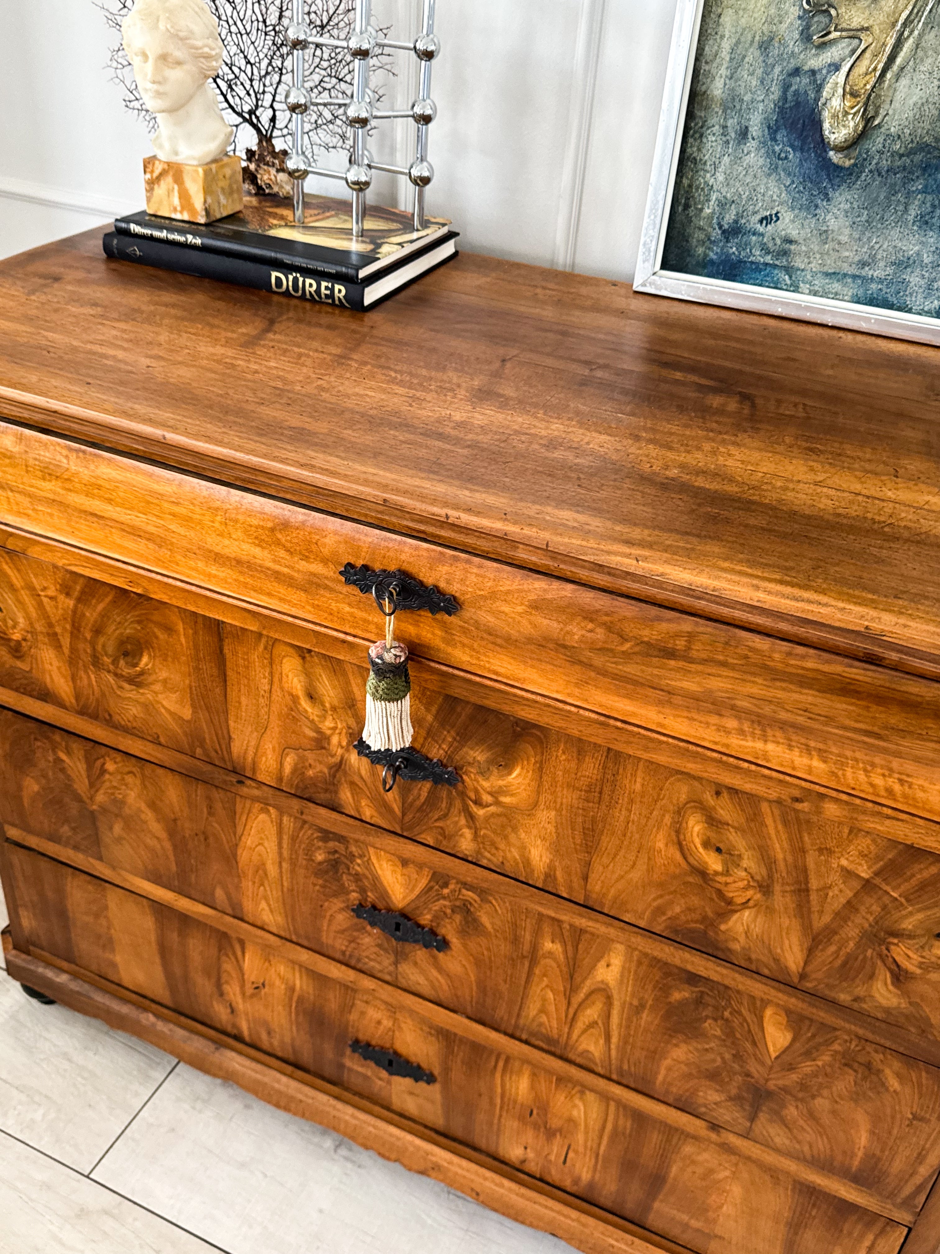 ANTIQUE FRENCH CHEST OF DRAWERS WALNUT BIEDERMEIER PERIOD