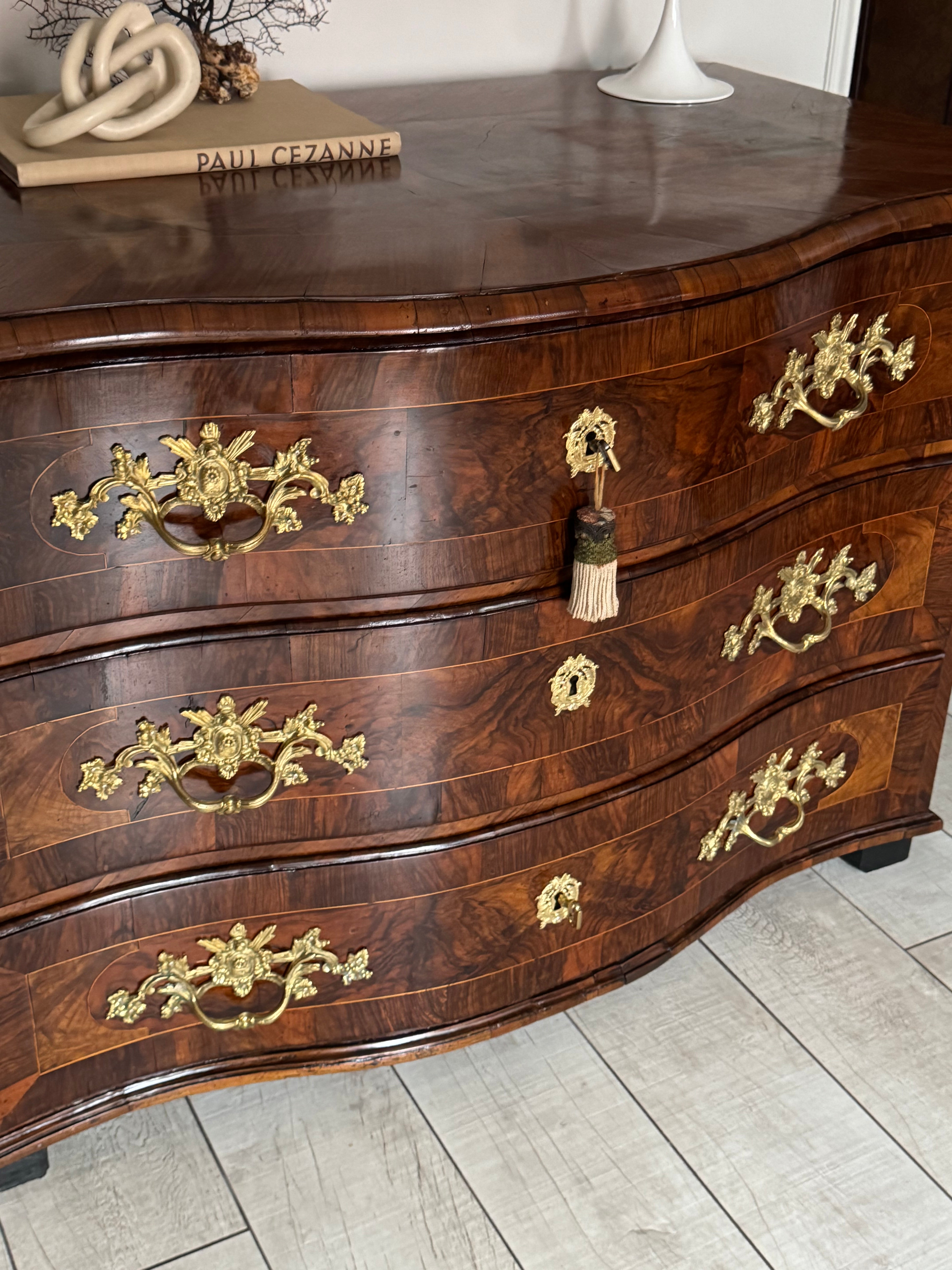 Magnificent antique baroque chest of drawers with inlays