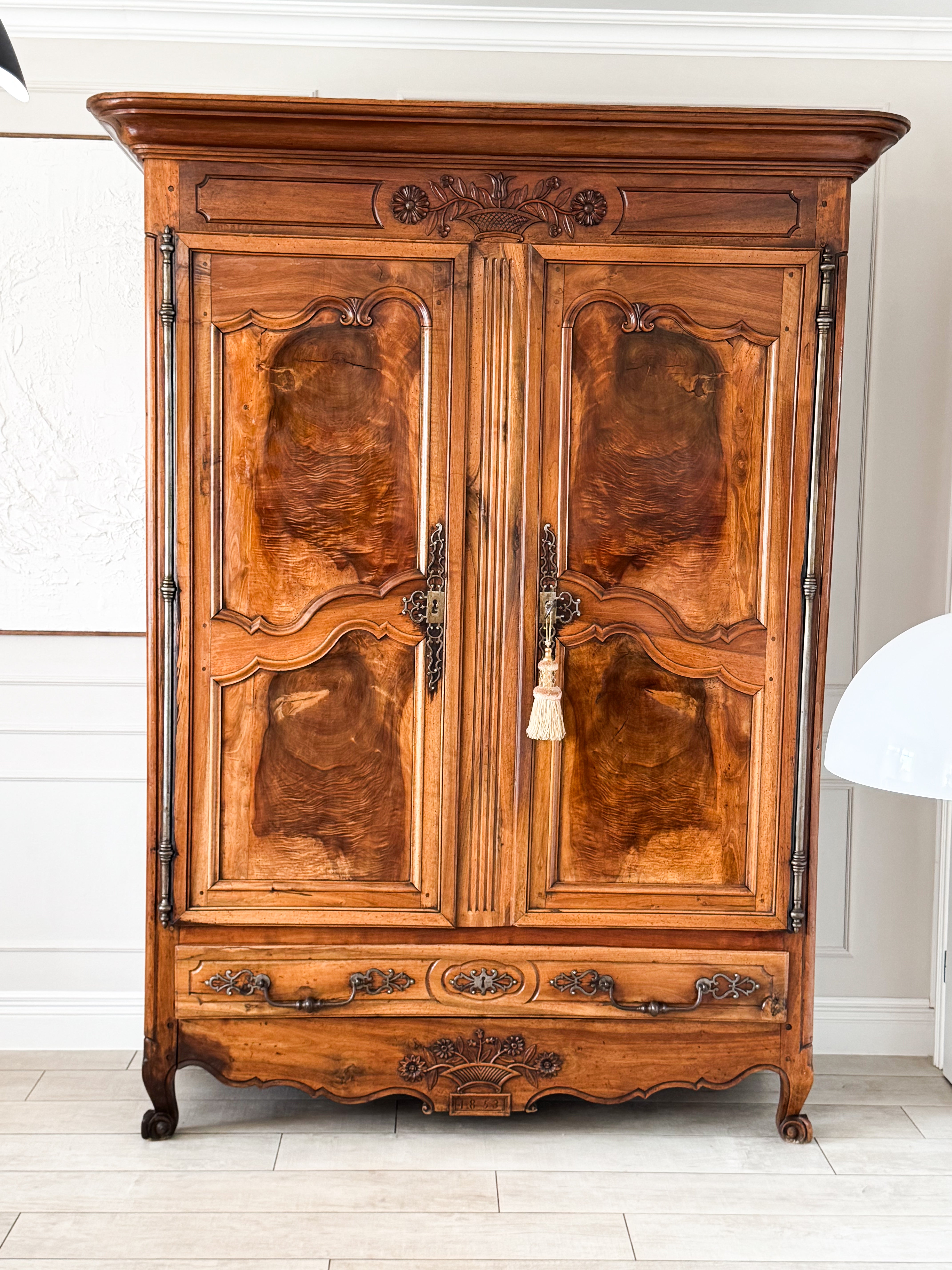 IMPOSING ANTIQUE BIEDERMEIER CABINET 1853 WALNUT