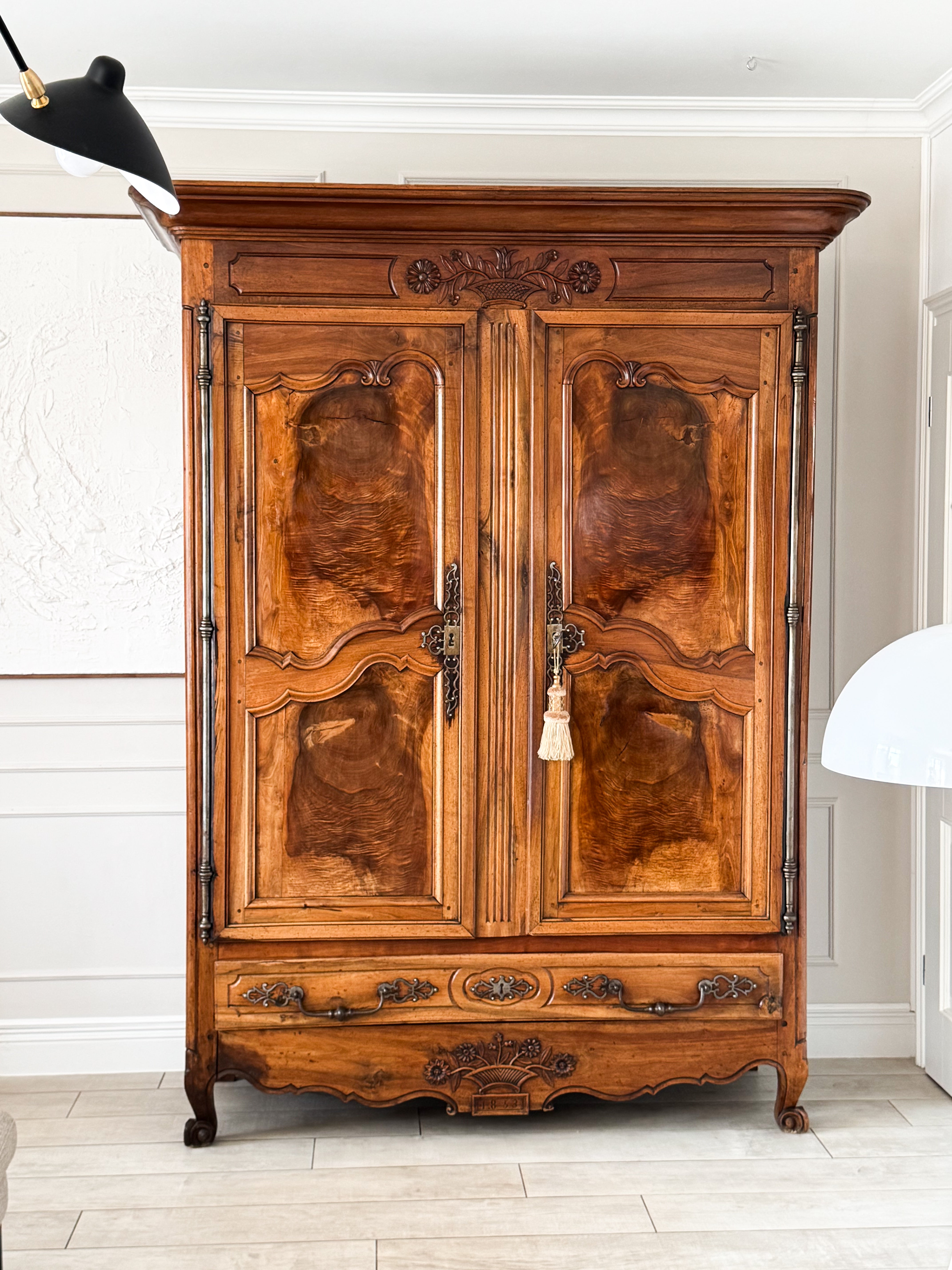 IMPOSING ANTIQUE BIEDERMEIER CABINET 1853 WALNUT