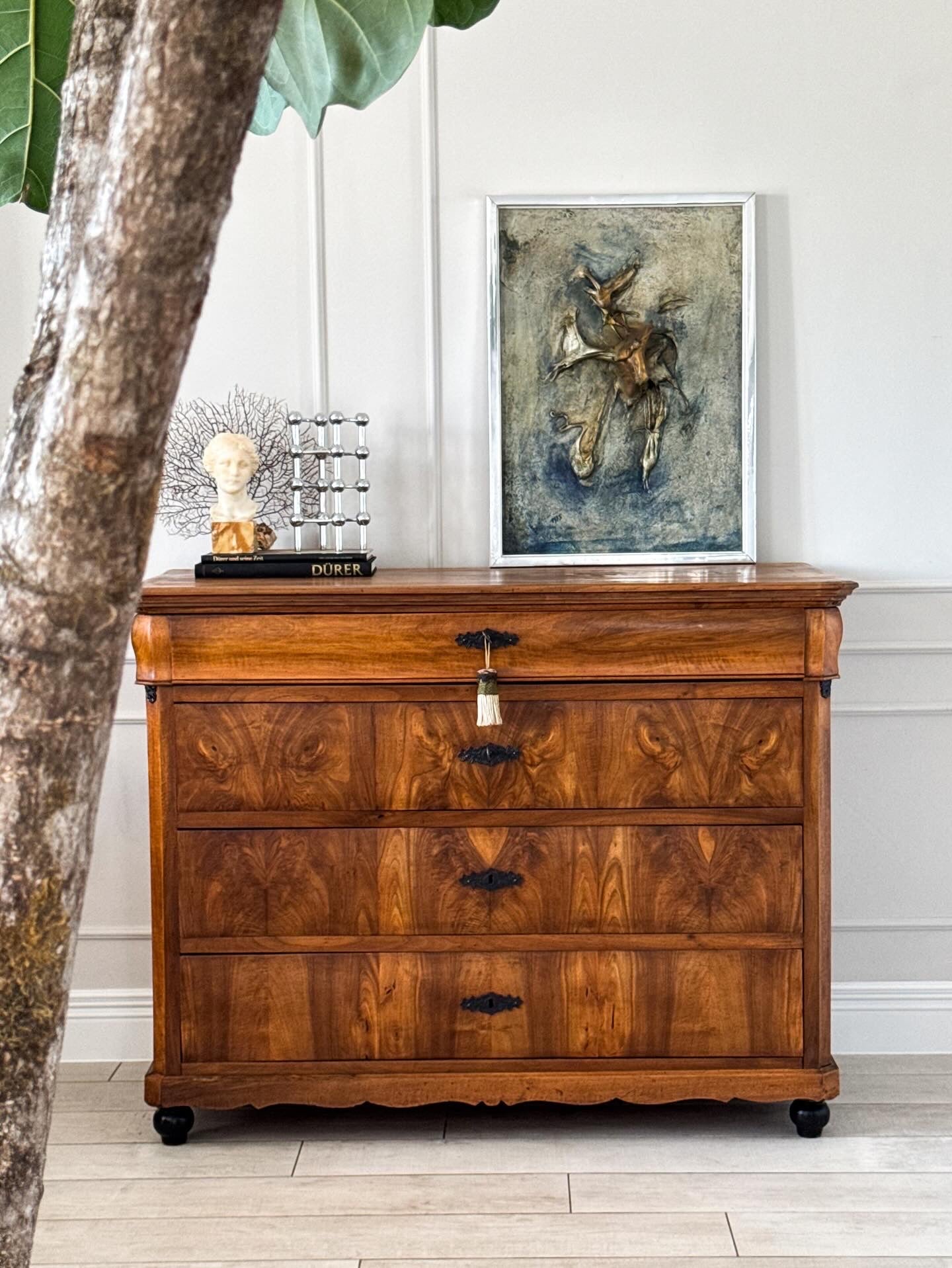 ANTIQUE FRENCH CHEST OF DRAWERS WALNUT BIEDERMEIER PERIOD
