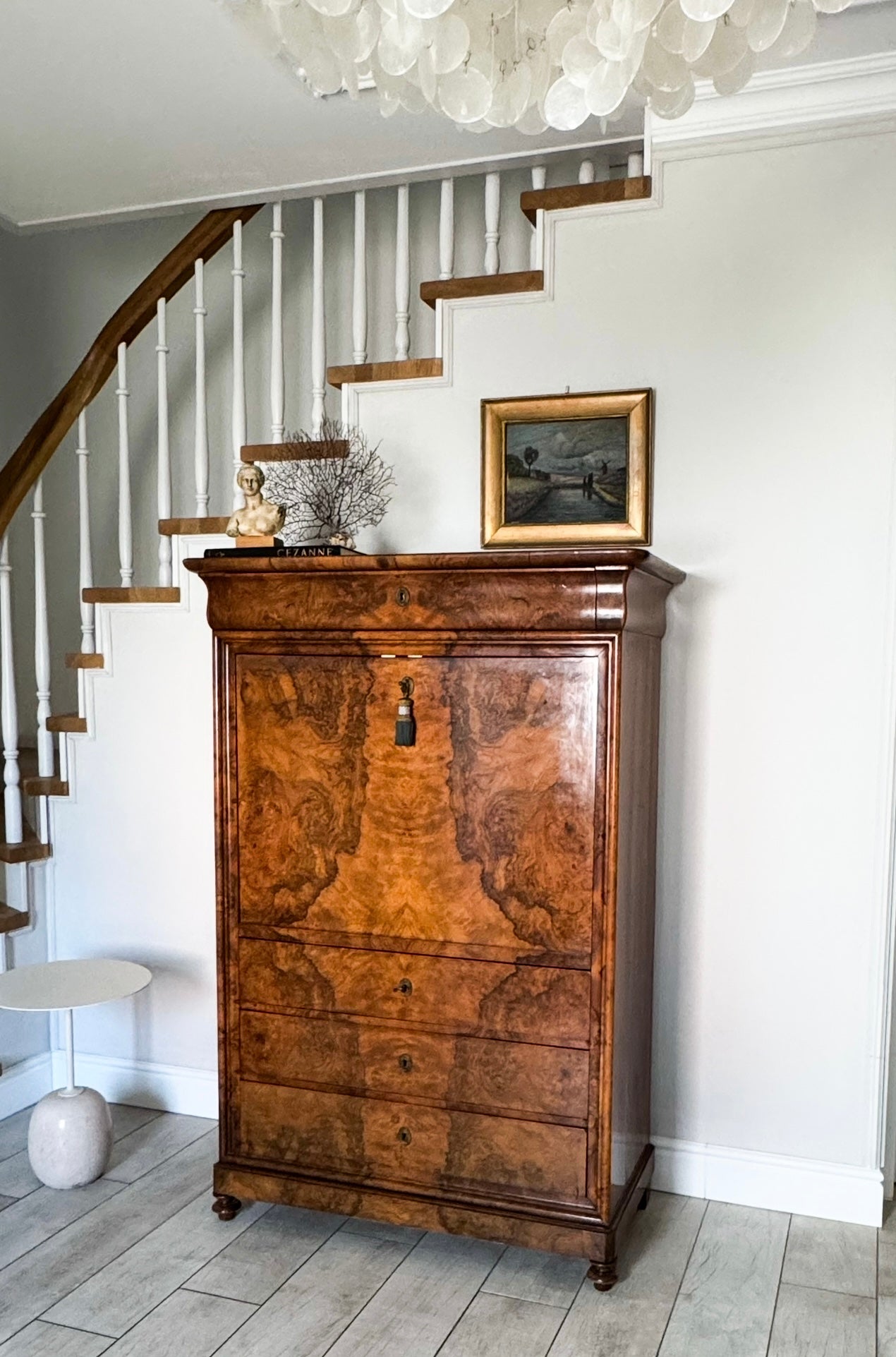 ANTIKER BIEDERMEIER SEKRETÄR NUSSBAUM SCHÖNE MASERUNG