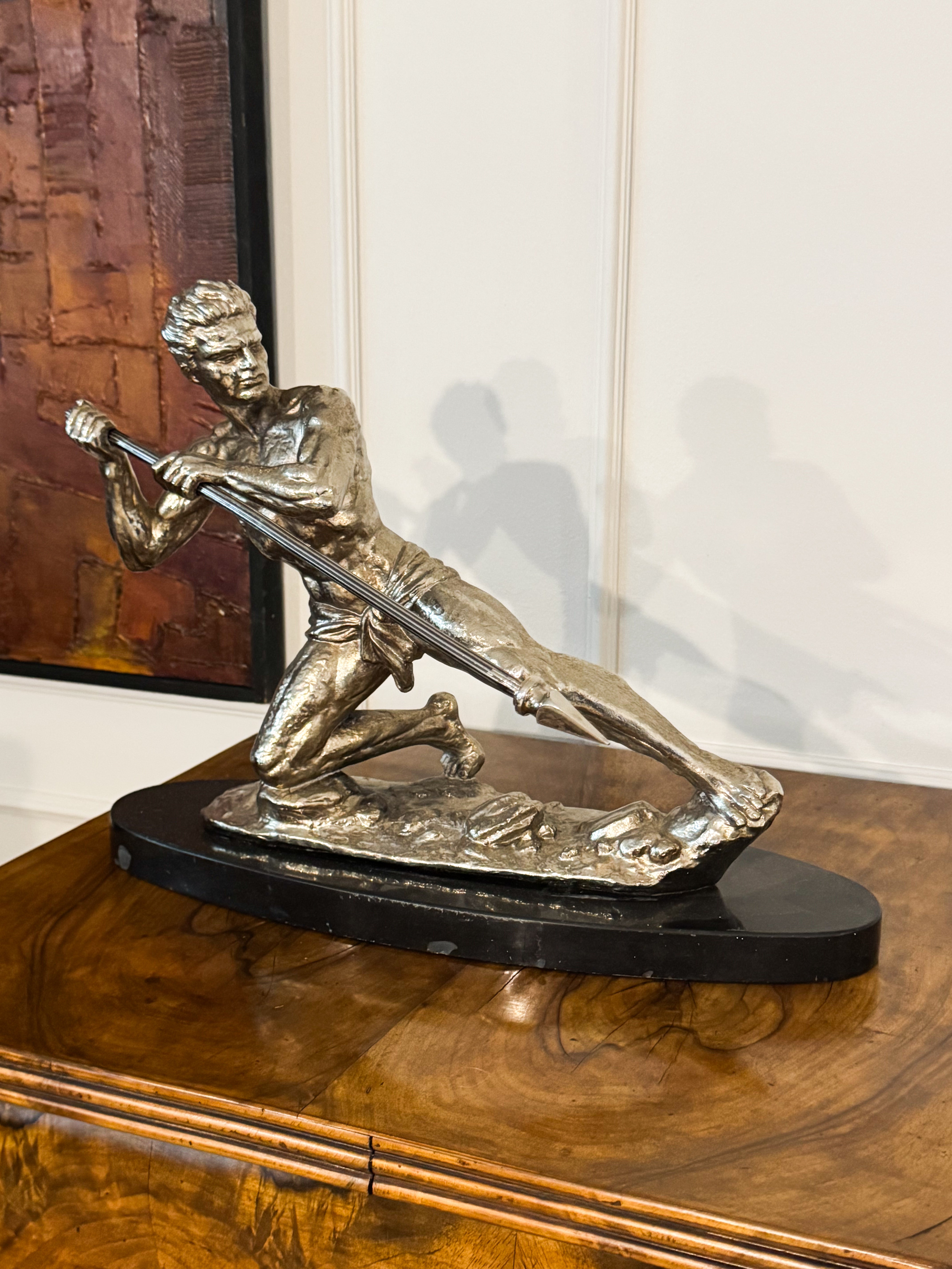 Original Art Deco Sculpture "The Javelin Thrower" signed J. RUDENS (Jean de Roncourt)