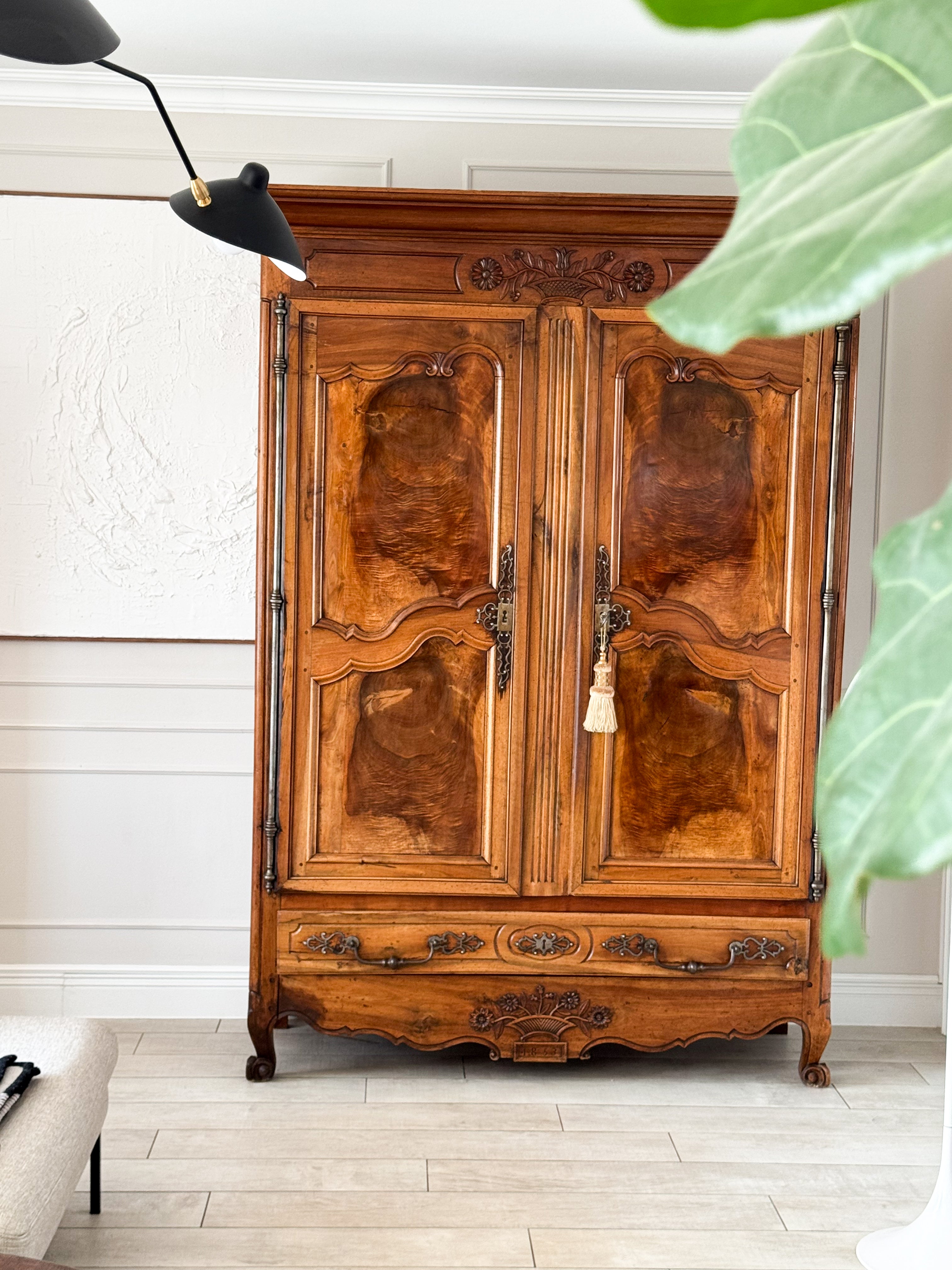 IMPOSING ANTIQUE BIEDERMEIER CABINET 1853 WALNUT