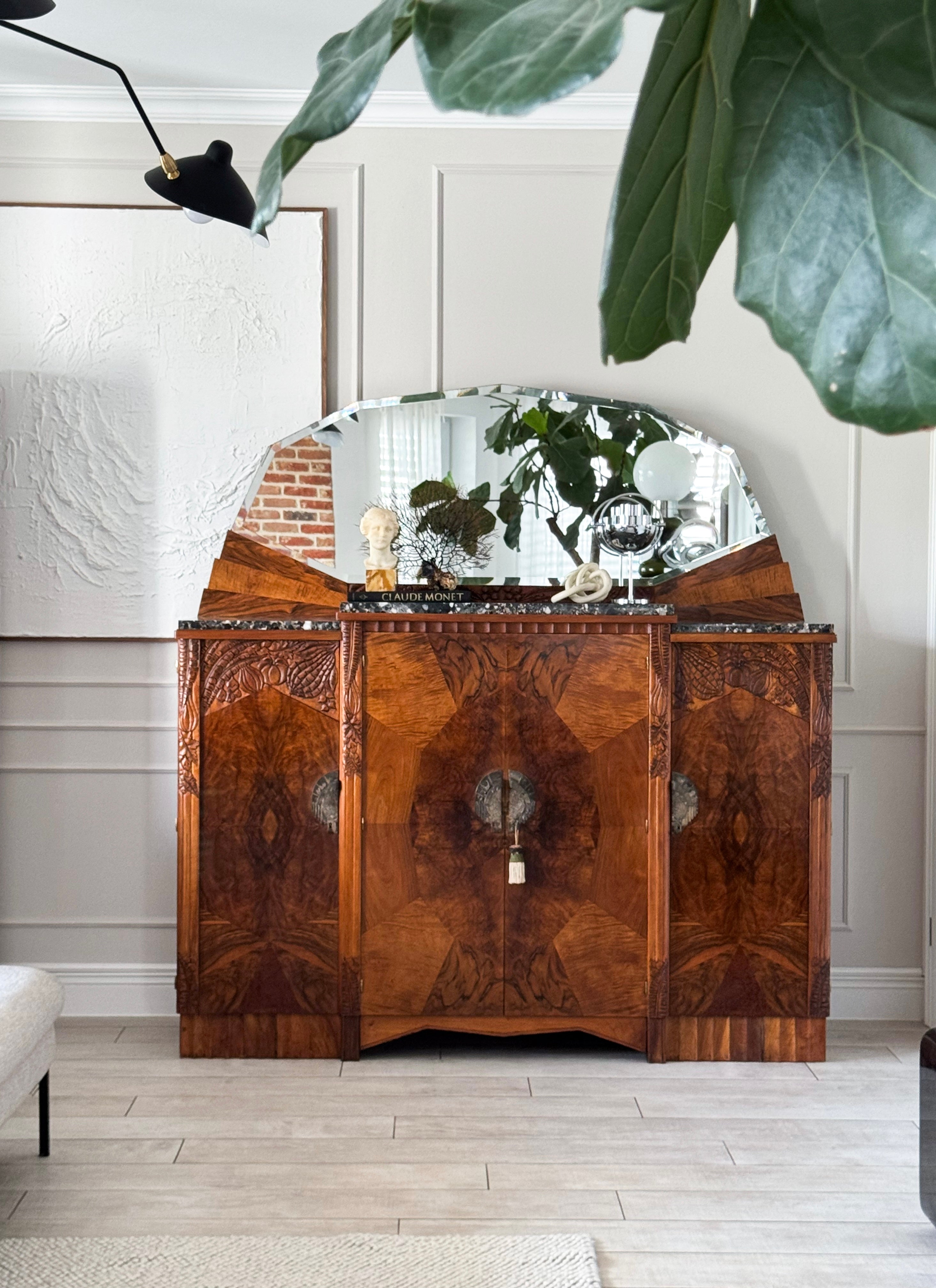 DREAMLIKE ART DECO DRESSING TABLE WITH MARBLE TOP WALNUT