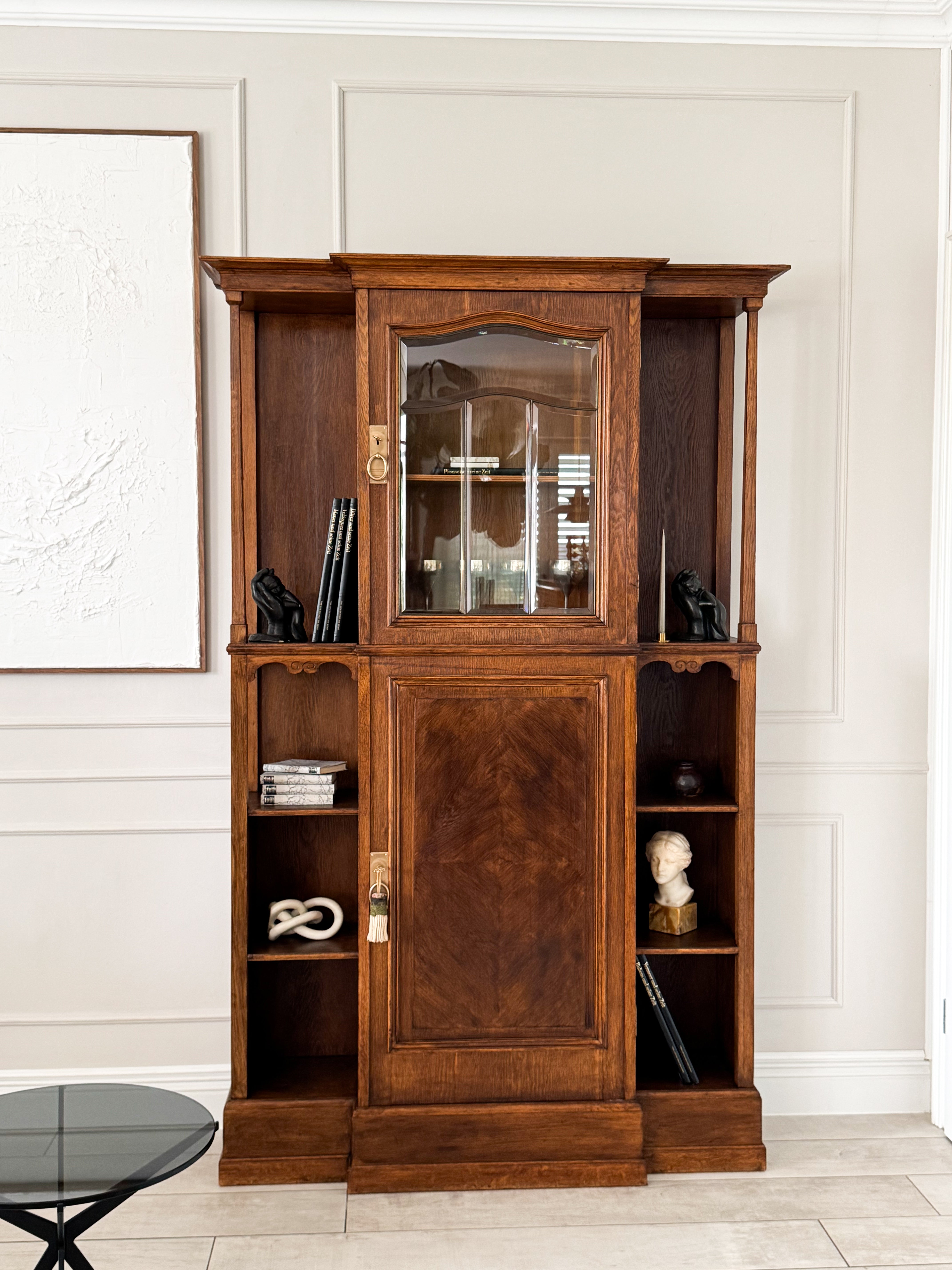 ELEGANT ANTIQUE DISPLAY CABINET ART NOUVEAU