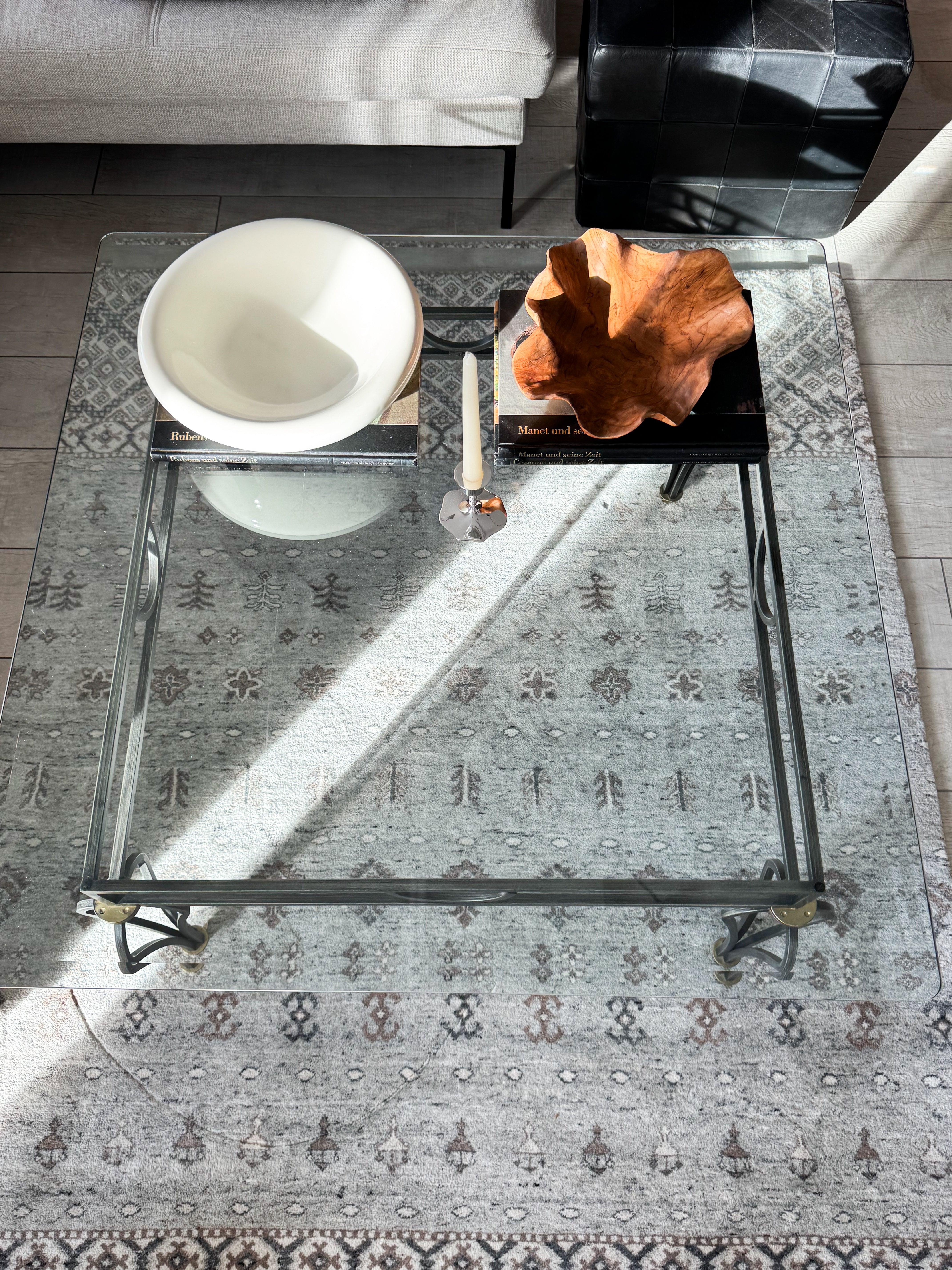 ELEGANTER VINTAGE COUCHTISCH GLASTISCH