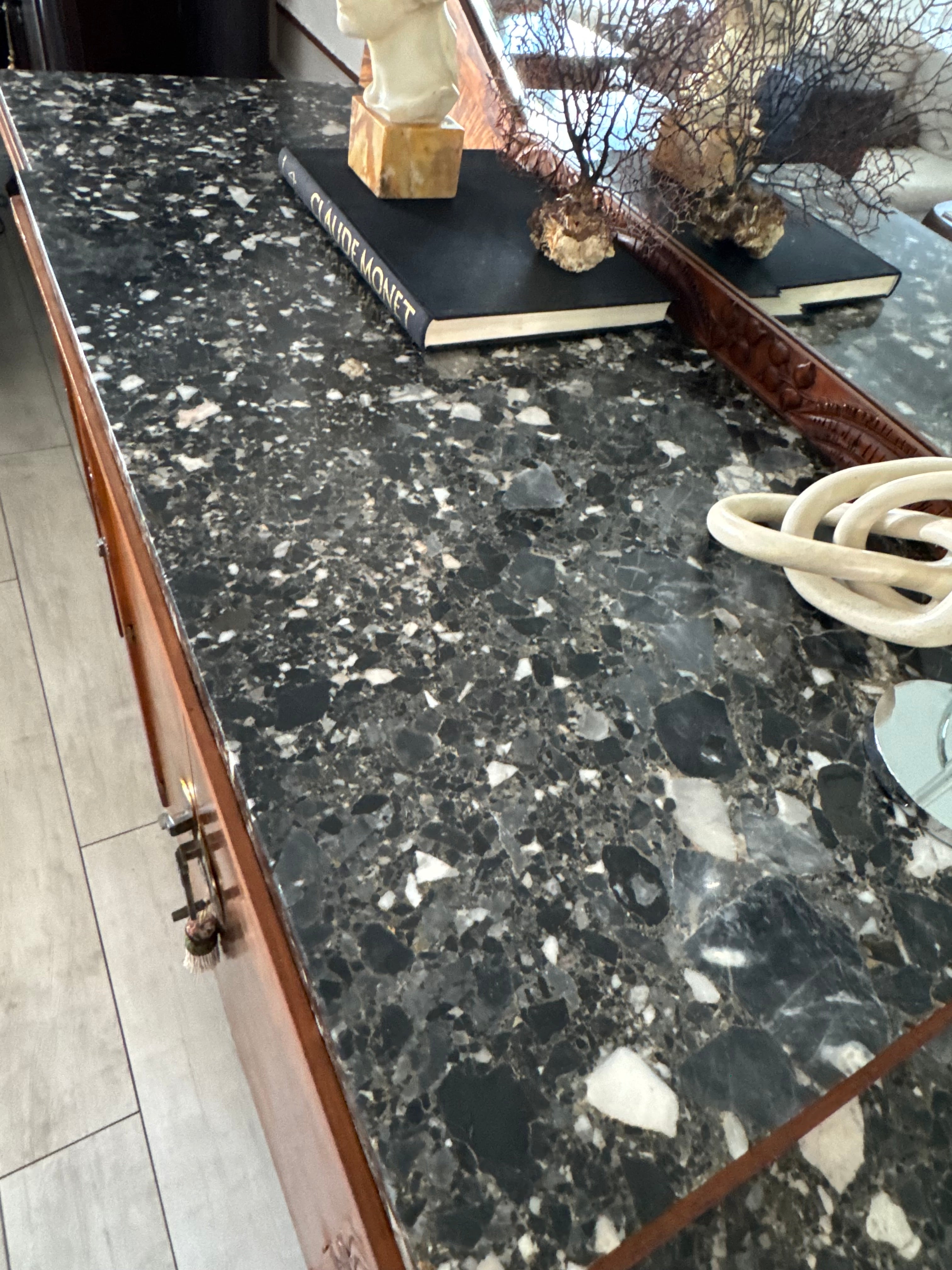 DREAMLIKE ART DECO DRESSING TABLE WITH MARBLE TOP WALNUT
