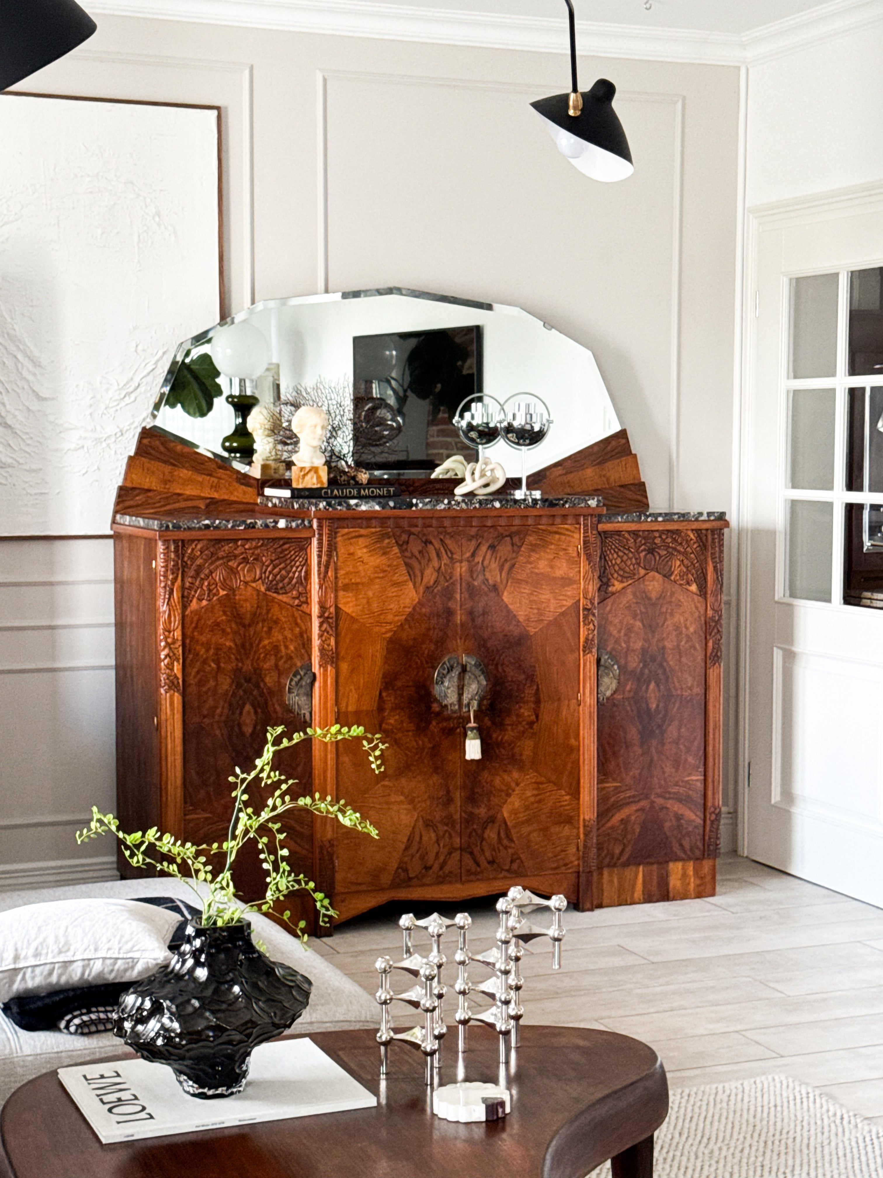 DREAMLIKE ART DECO DRESSING TABLE WITH MARBLE TOP WALNUT