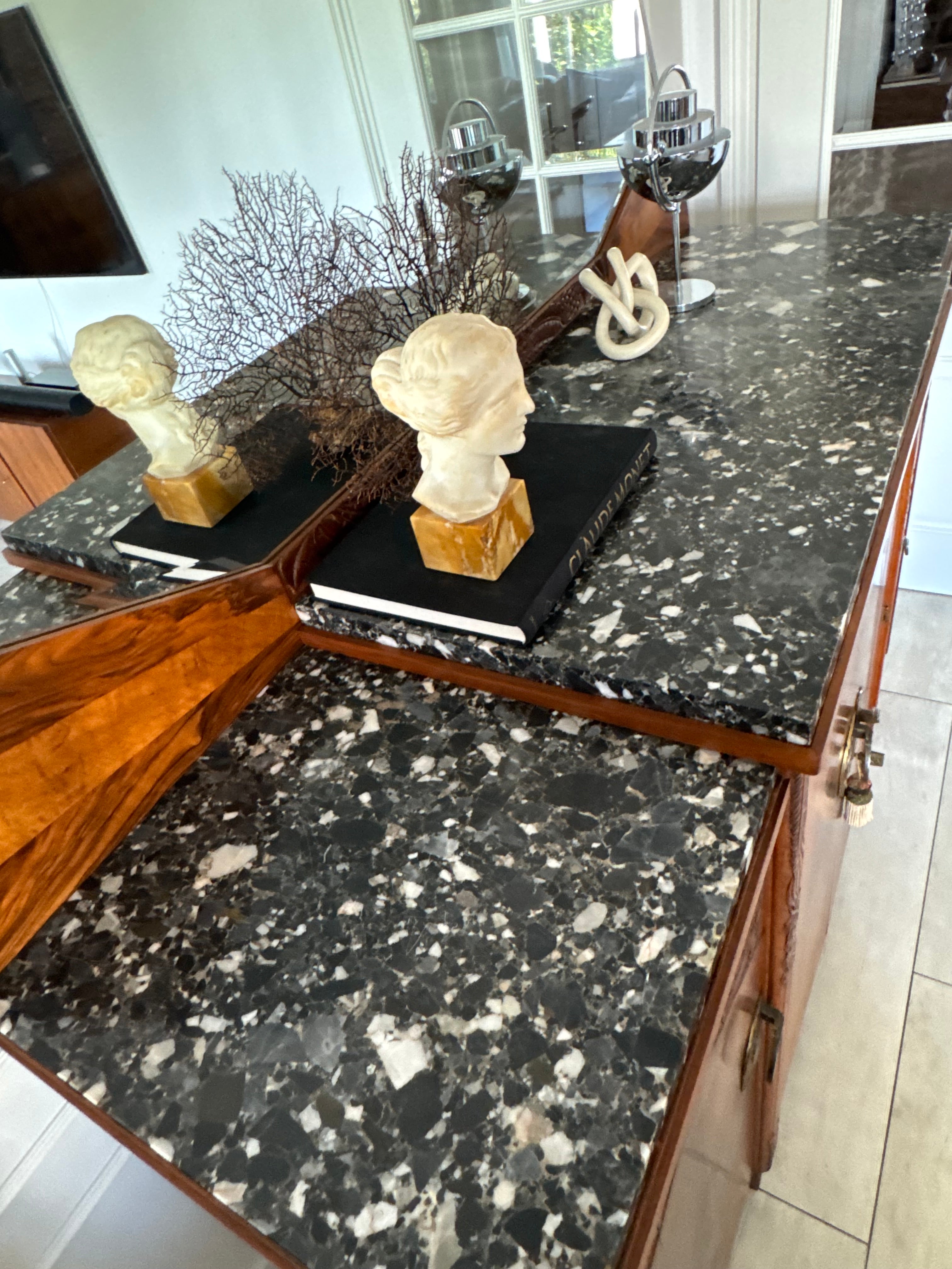 DREAMLIKE ART DECO DRESSING TABLE WITH MARBLE TOP WALNUT