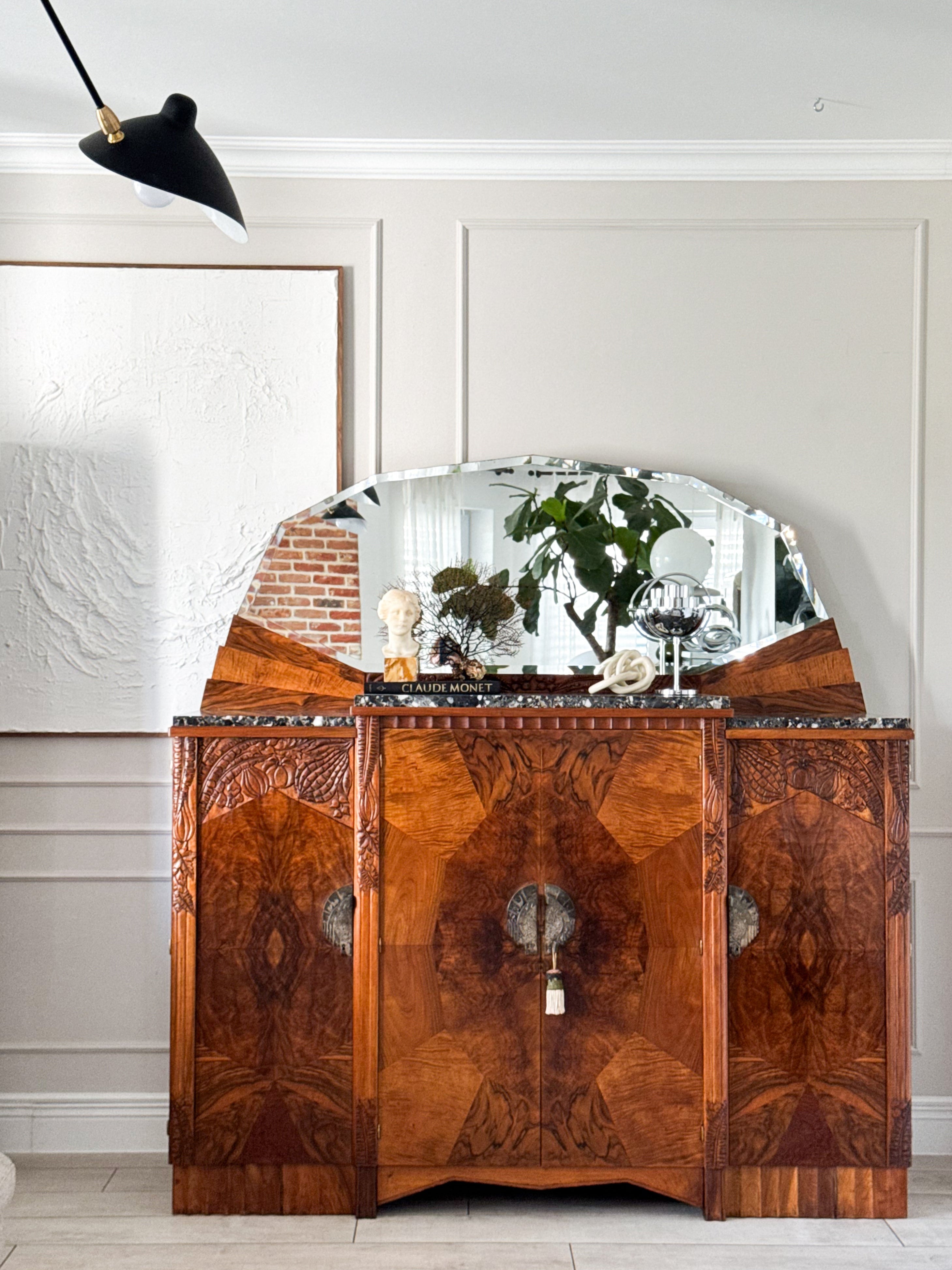 DREAMLIKE ART DECO DRESSING TABLE WITH MARBLE TOP WALNUT