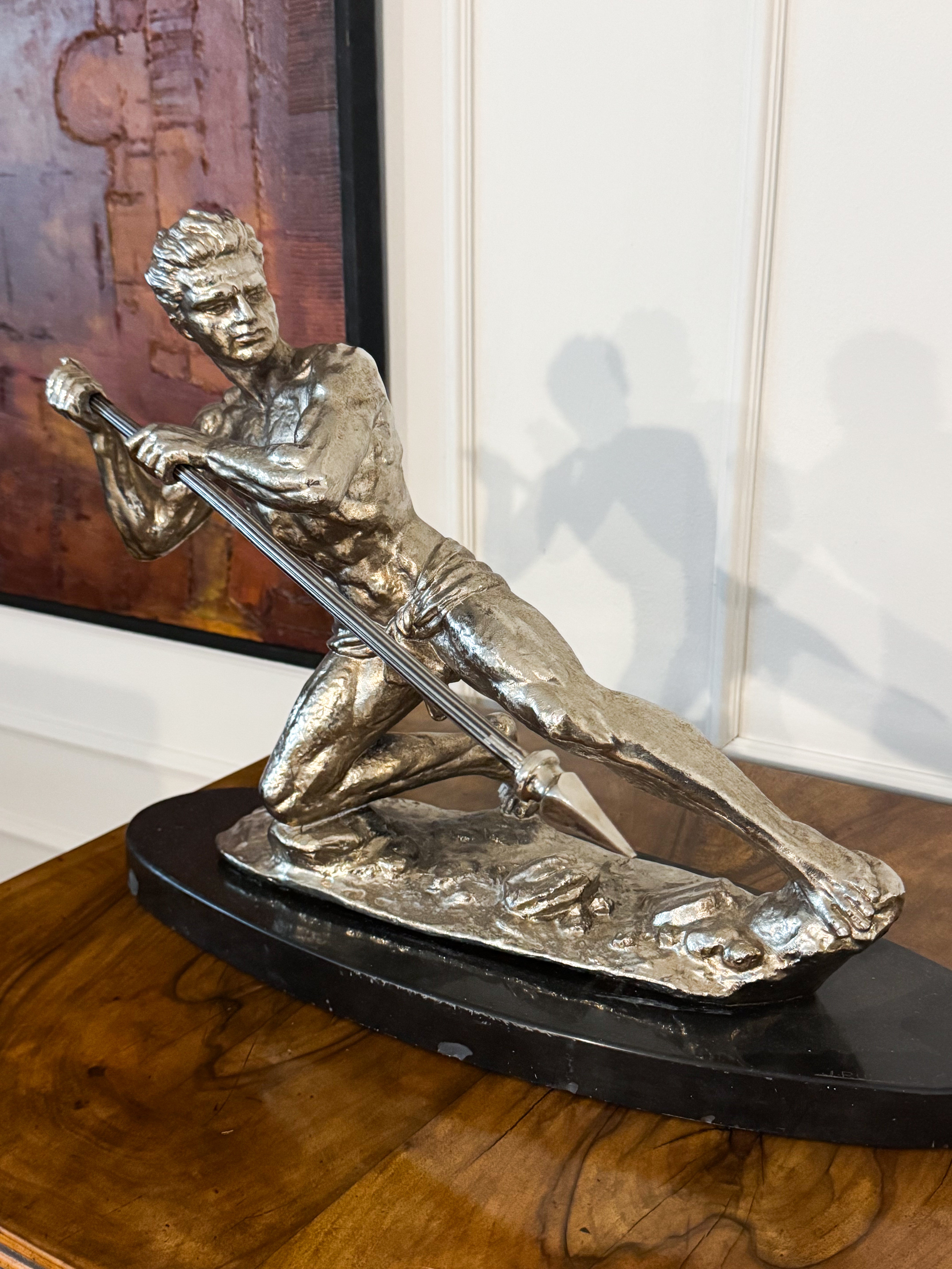Original Art Deco Sculpture "The Javelin Thrower" signed J. RUDENS (Jean de Roncourt)