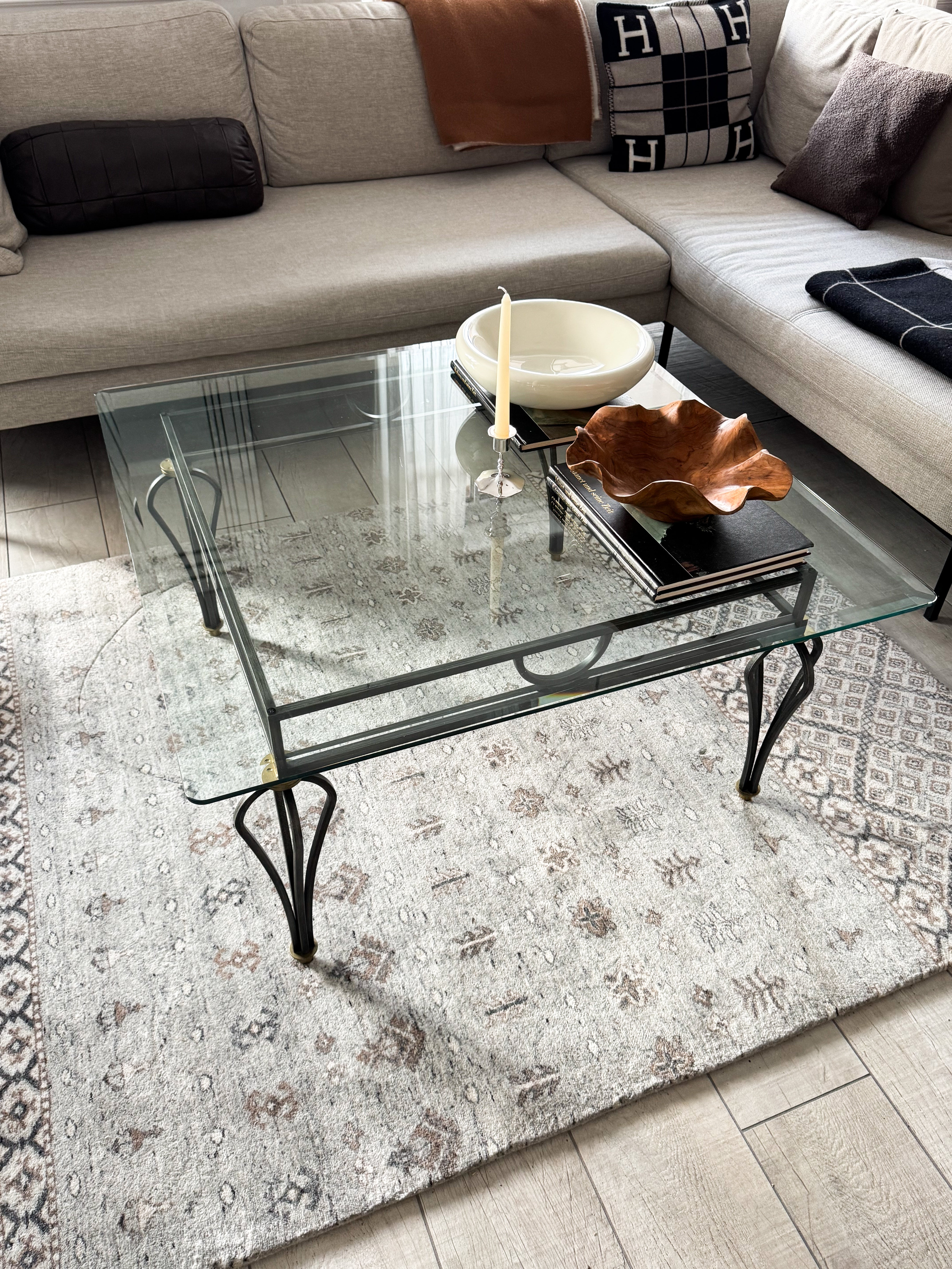 ELEGANTER VINTAGE COUCHTISCH GLASTISCH