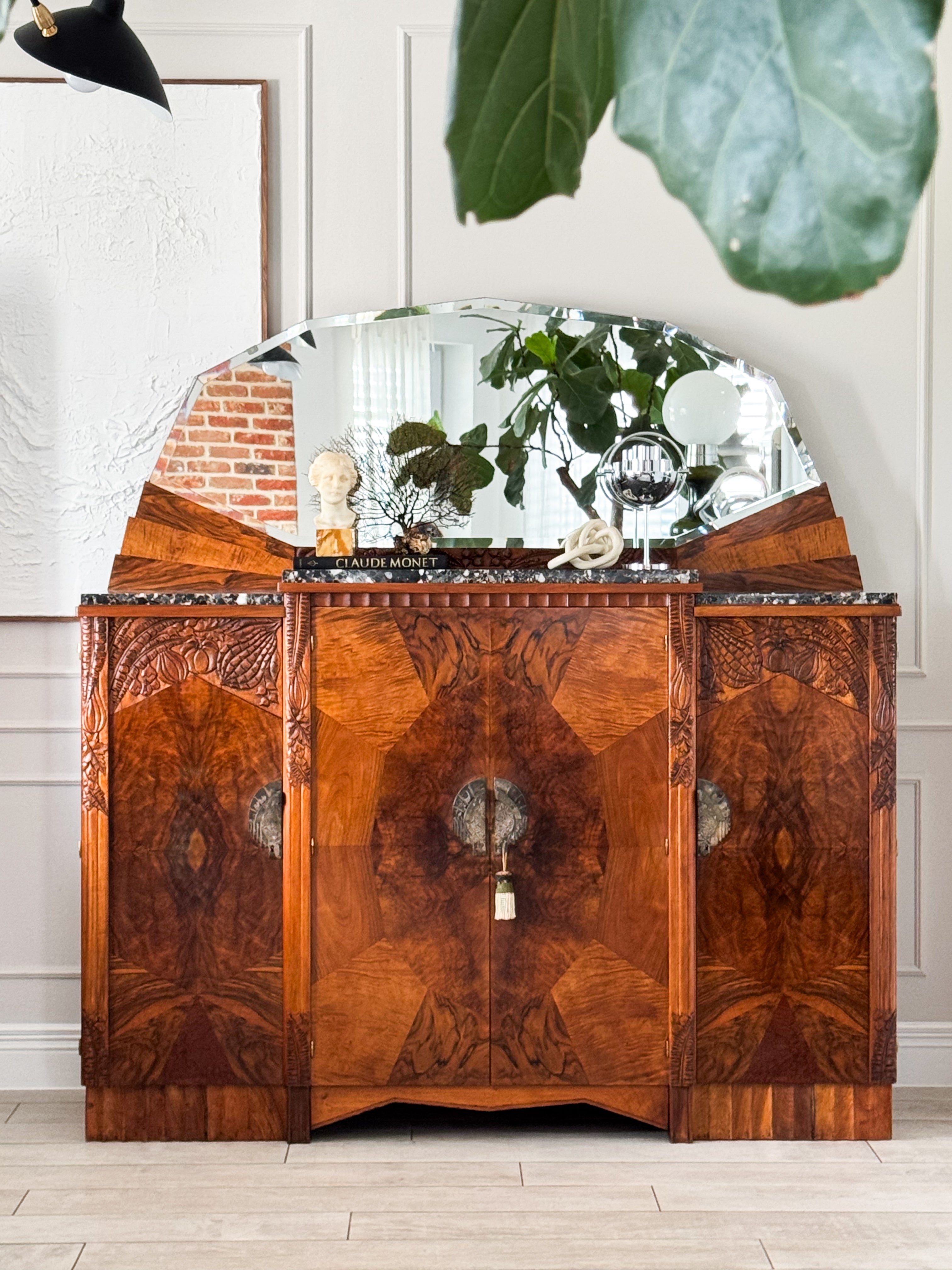DREAMLIKE ART DECO DRESSING TABLE WITH MARBLE TOP WALNUT