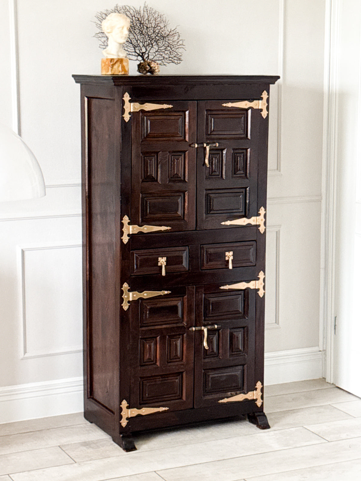 NOBLE SPANISH VINTAGE SOLID WOOD CABINET HIGHBOARD