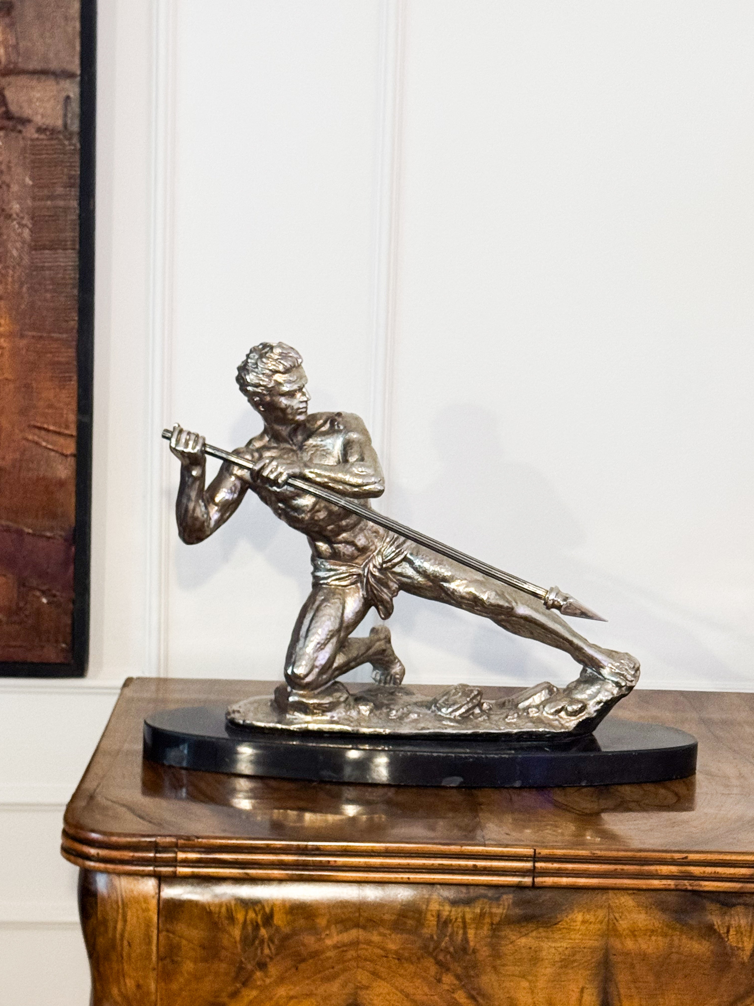 Original Art Deco Sculpture "The Javelin Thrower" signed J. RUDENS (Jean de Roncourt)