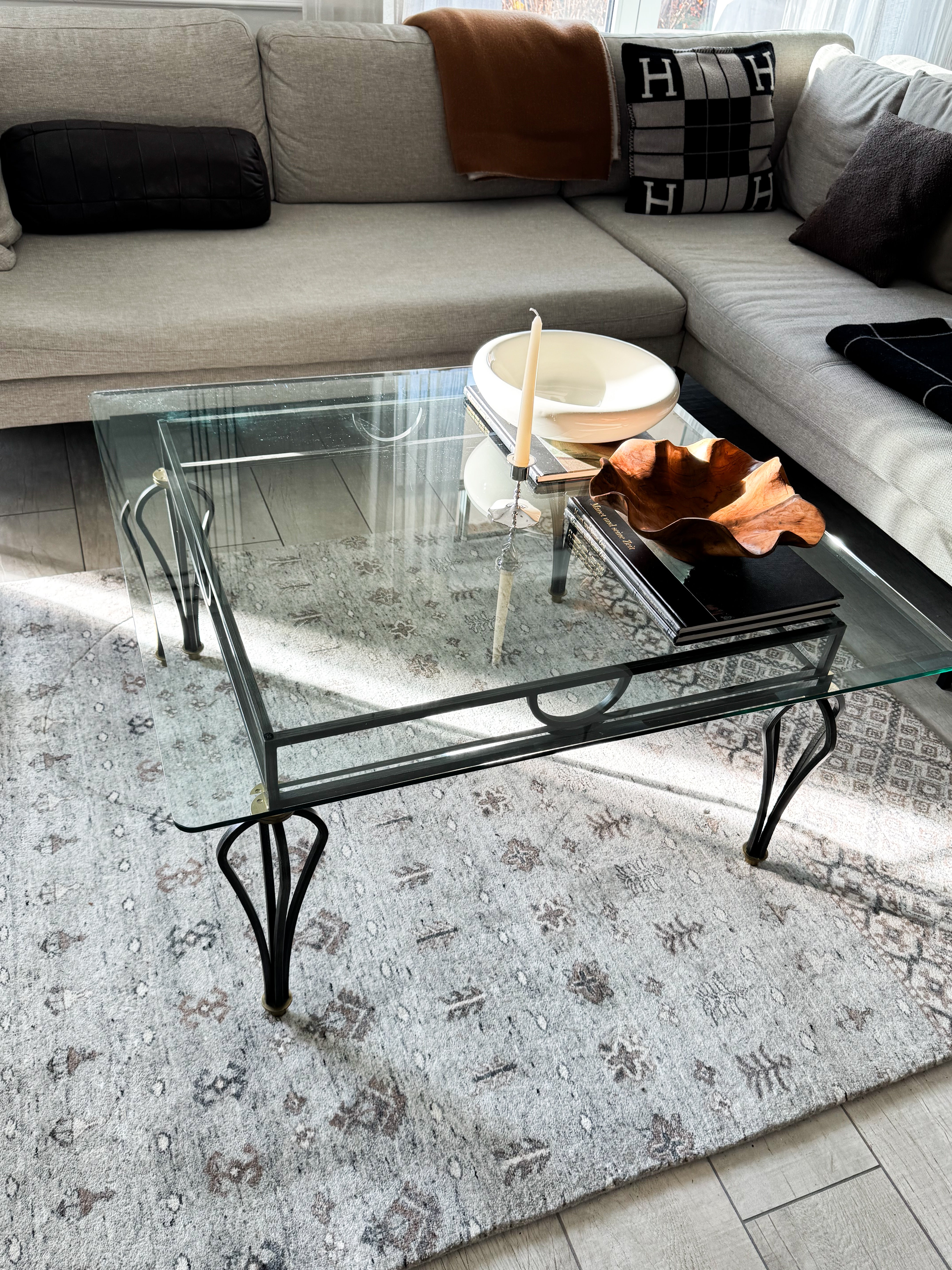 ELEGANTER VINTAGE COUCHTISCH GLASTISCH