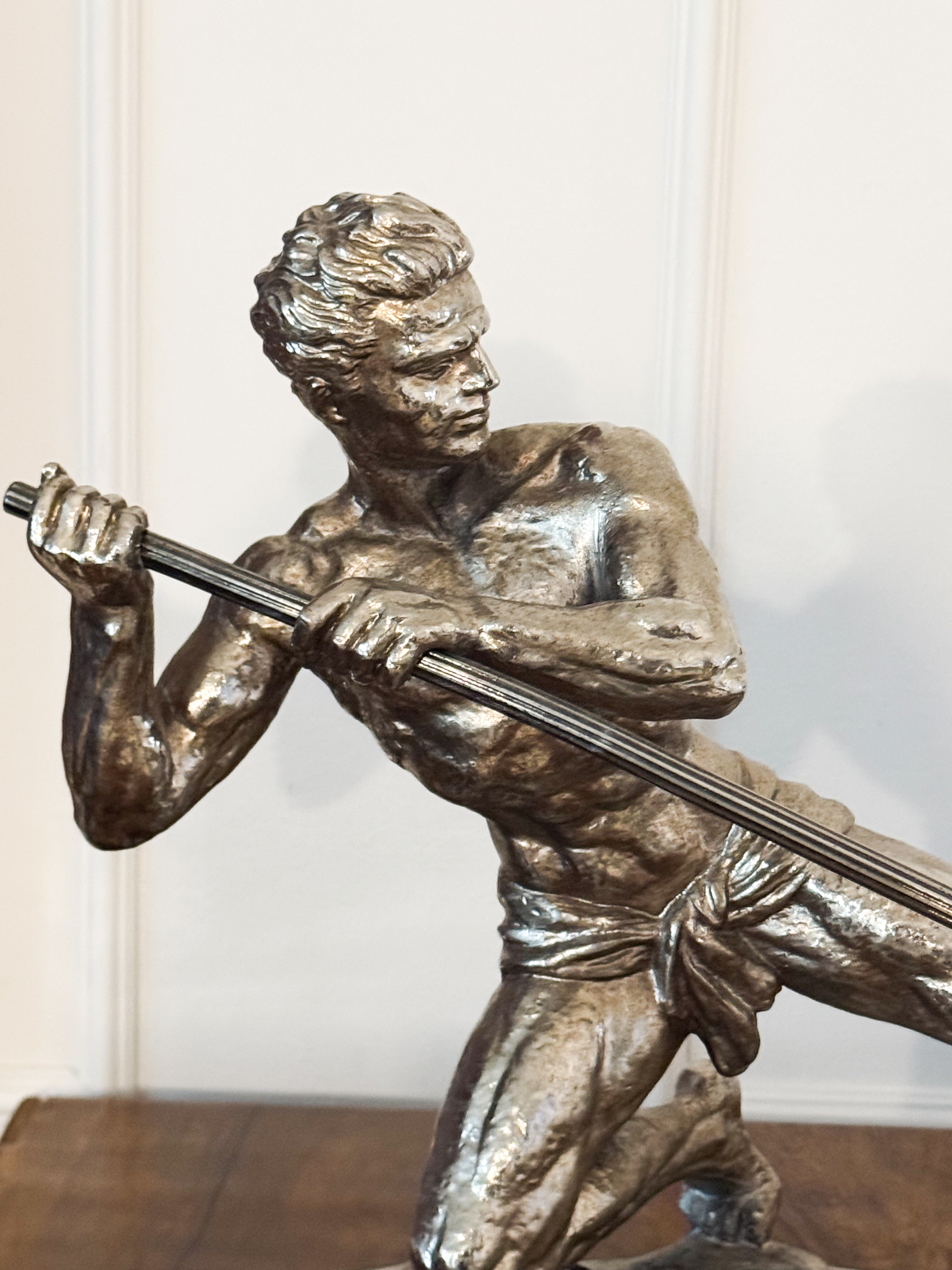 Original Art Deco Sculpture "The Javelin Thrower" signed J. RUDENS (Jean de Roncourt)