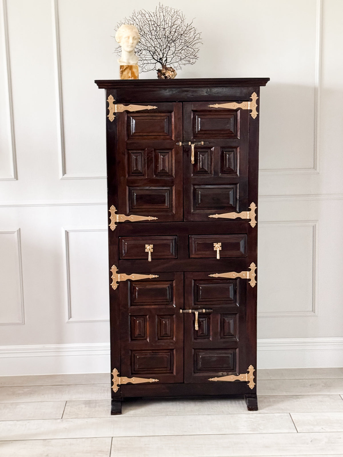NOBLE SPANISH VINTAGE SOLID WOOD CABINET HIGHBOARD