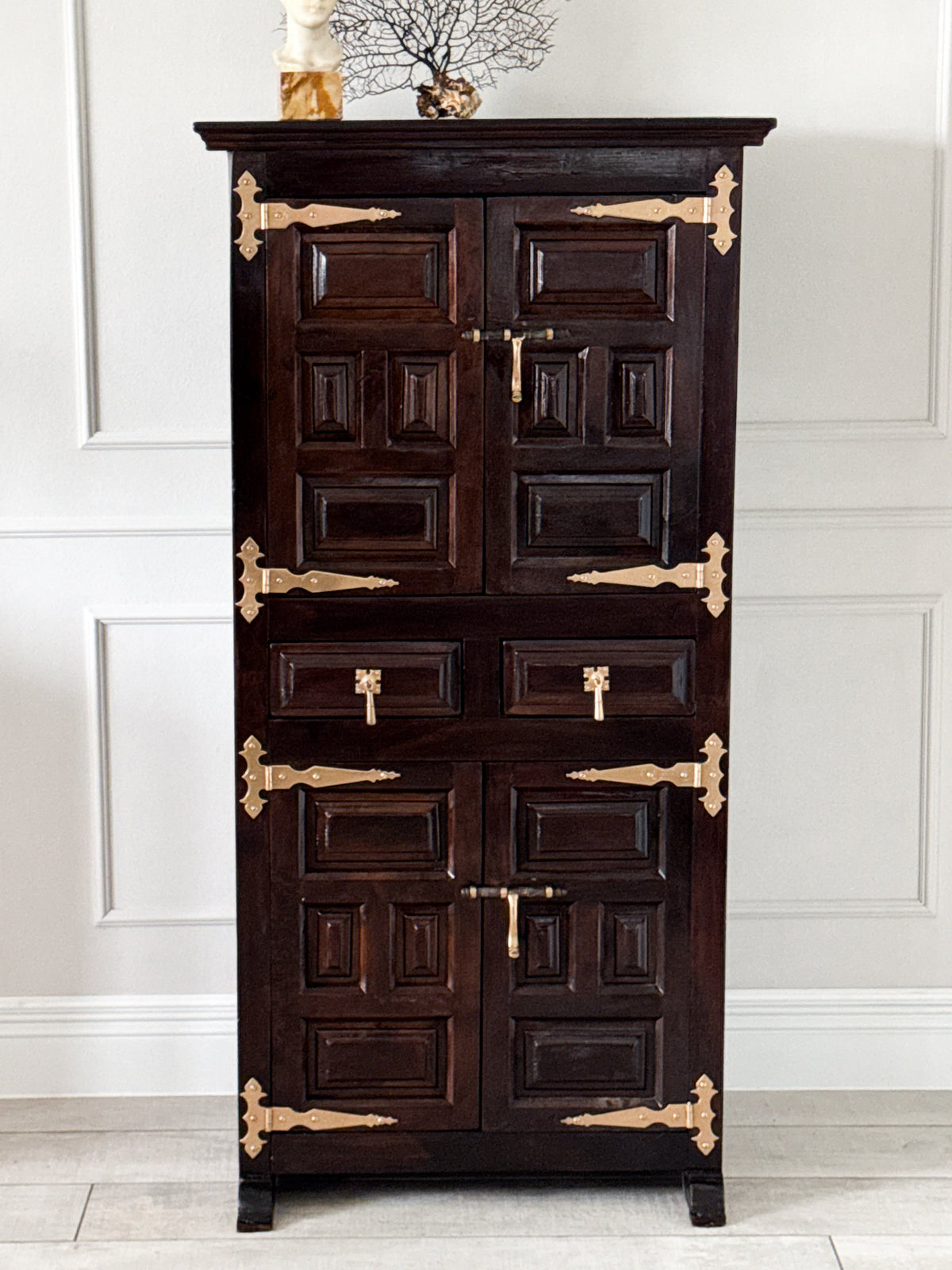 NOBLE SPANISH VINTAGE SOLID WOOD CABINET HIGHBOARD
