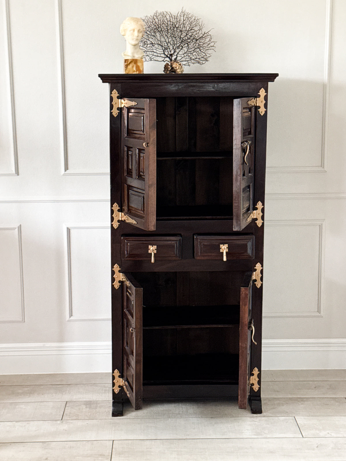 NOBLE SPANISH VINTAGE SOLID WOOD CABINET HIGHBOARD