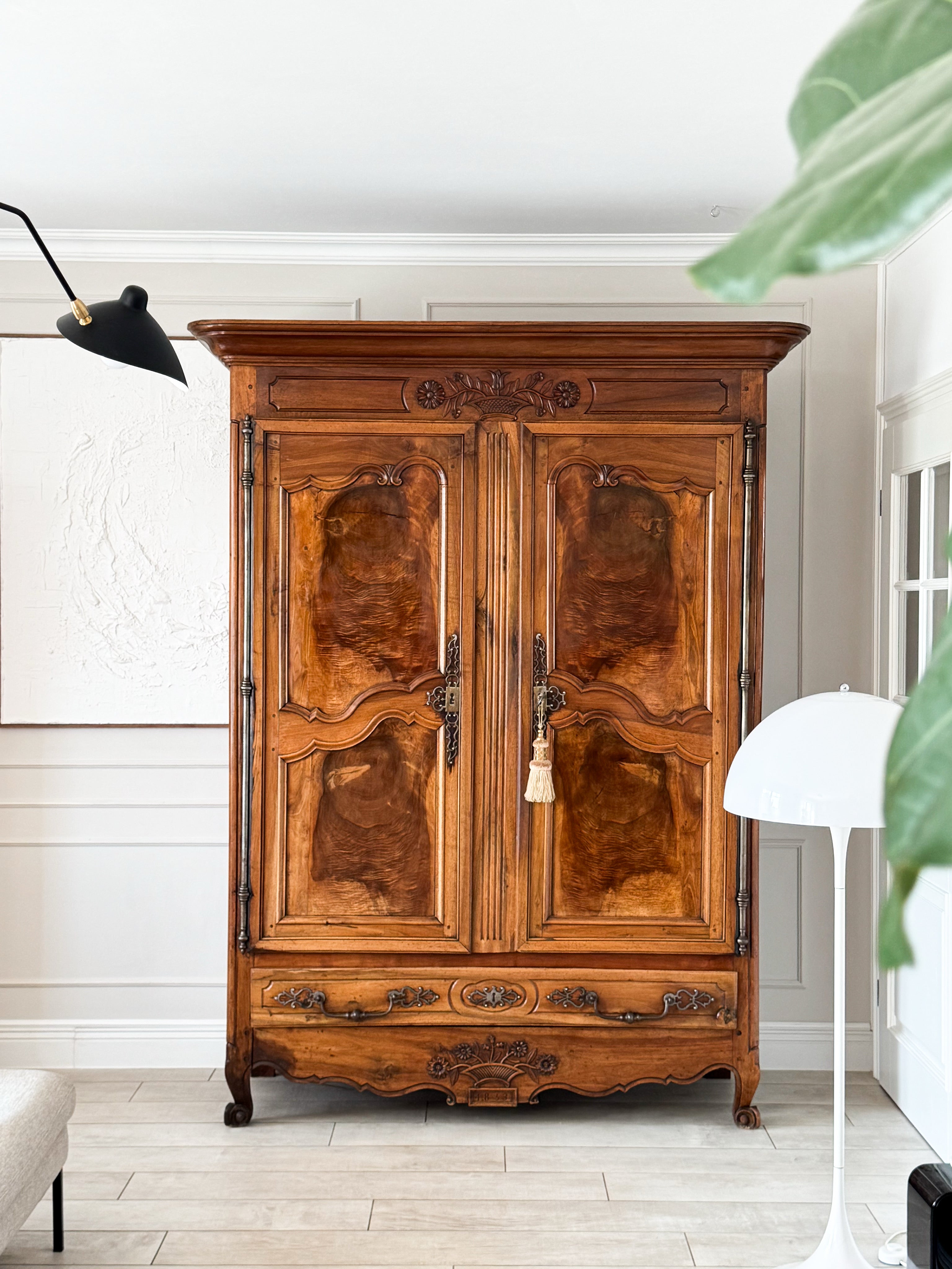 IMPOSING ANTIQUE BIEDERMEIER CABINET 1853 WALNUT